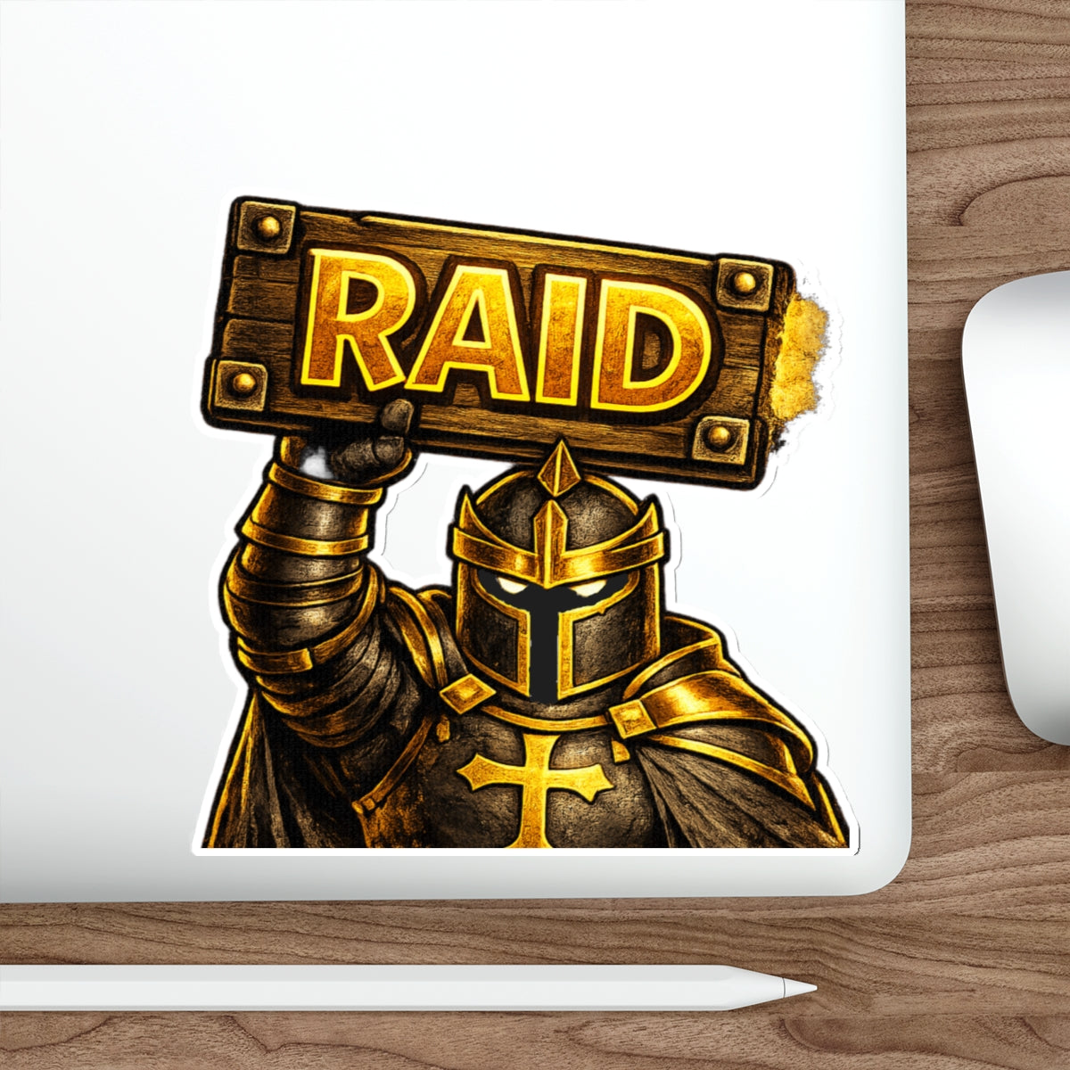 FaithForge Knight Raid Die-Cut Sticker — Water-resistant vinyl