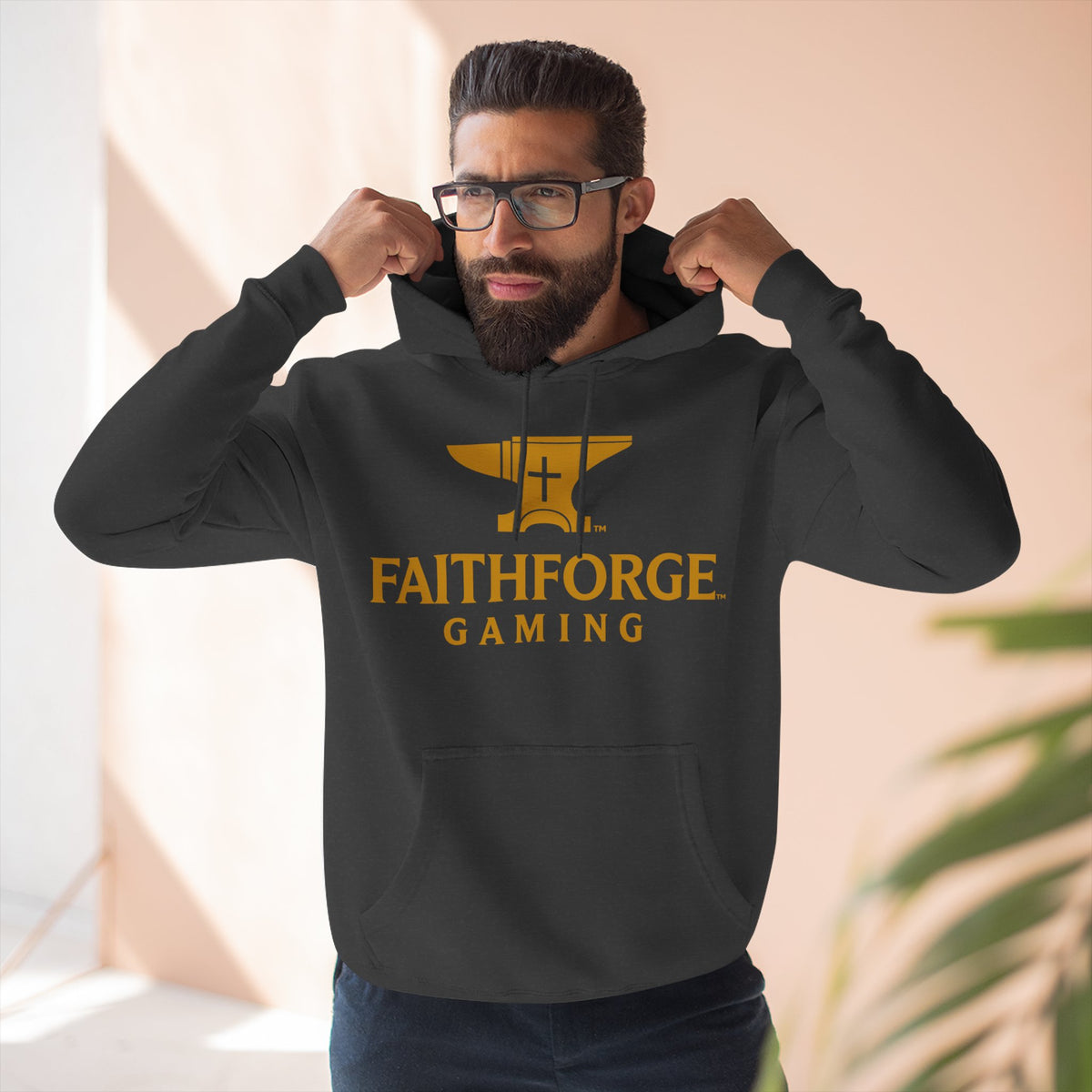 Faithforge Gaming Hoodie — Faith Quote Shield Logo Fleece Hoodie
