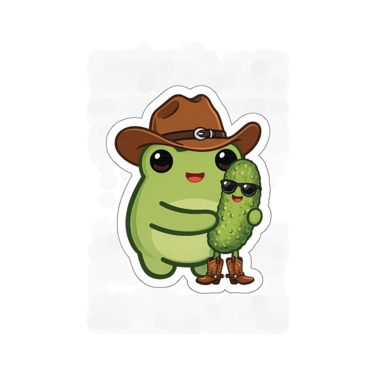 Cute Cowgirl Frog & Pickle Die-Cut Sticker —  Western Sticker