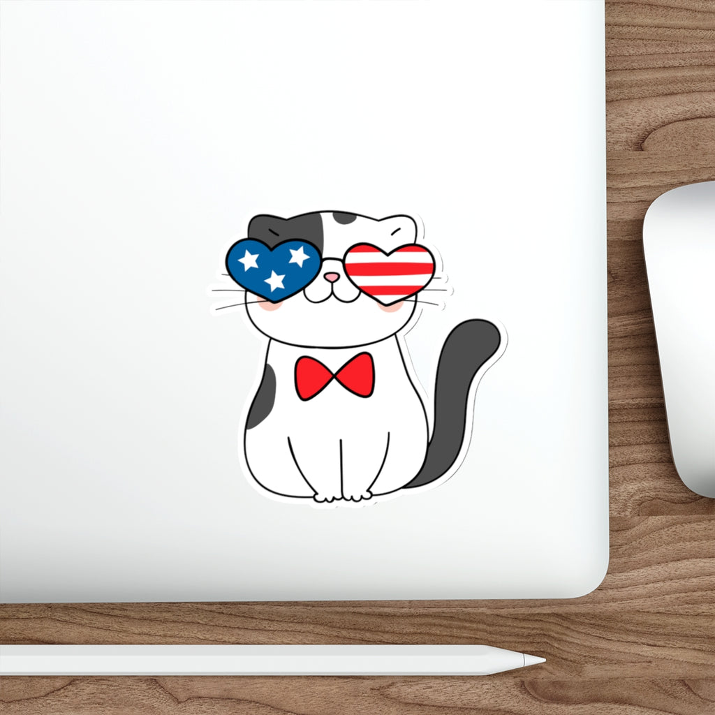 Patriotic Sticker Pack — Bowtie Cat 4th of July Red White Blue Die-Cut Stickers
