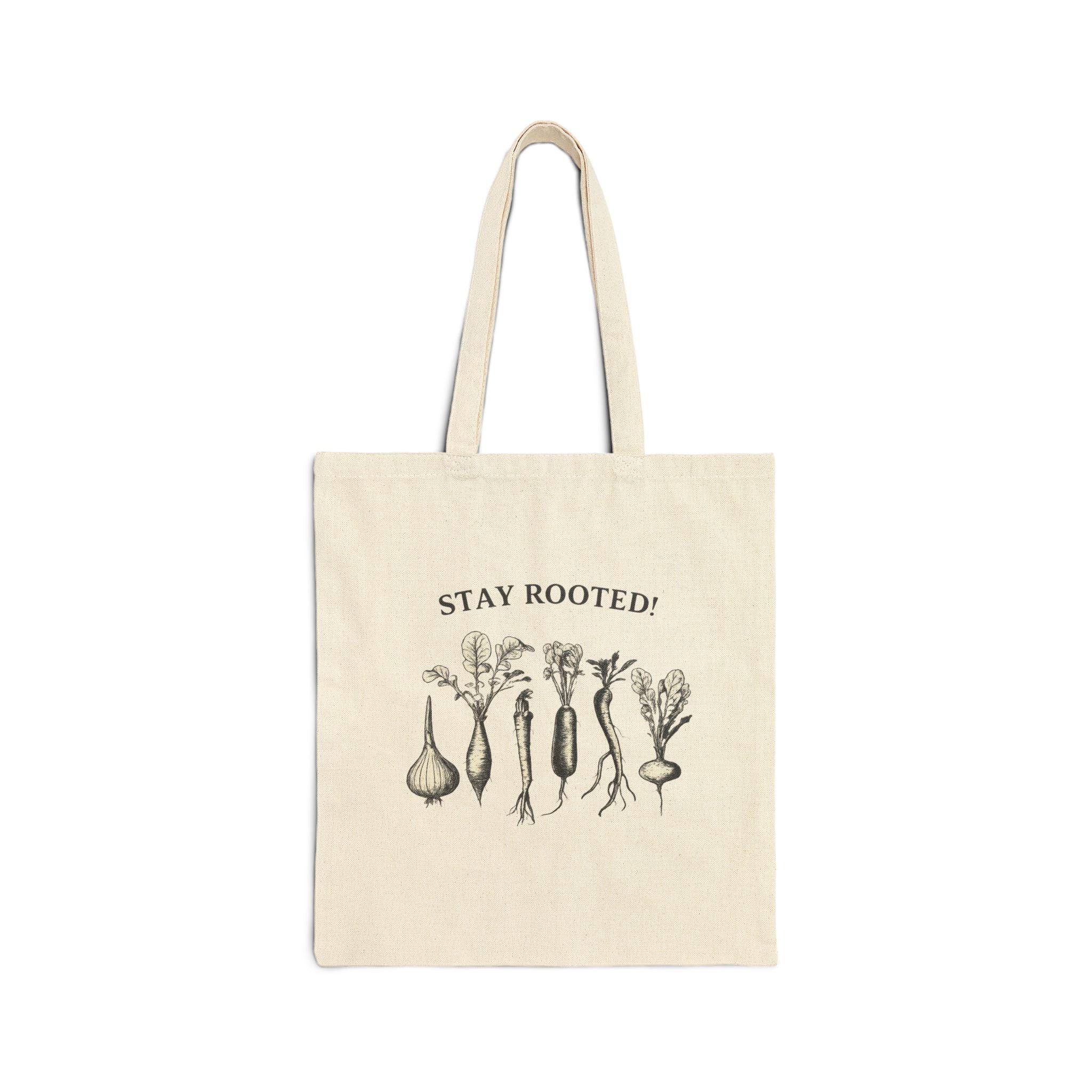 Tote Bag — "Stay Rooted" Vegetable Garden Canvas Tote