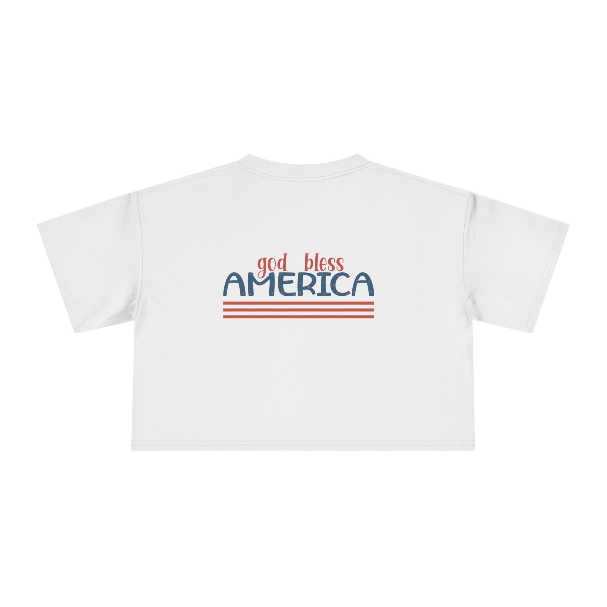 Women's Crop Tee — 'God Bless America' Patriotic Flag Print
