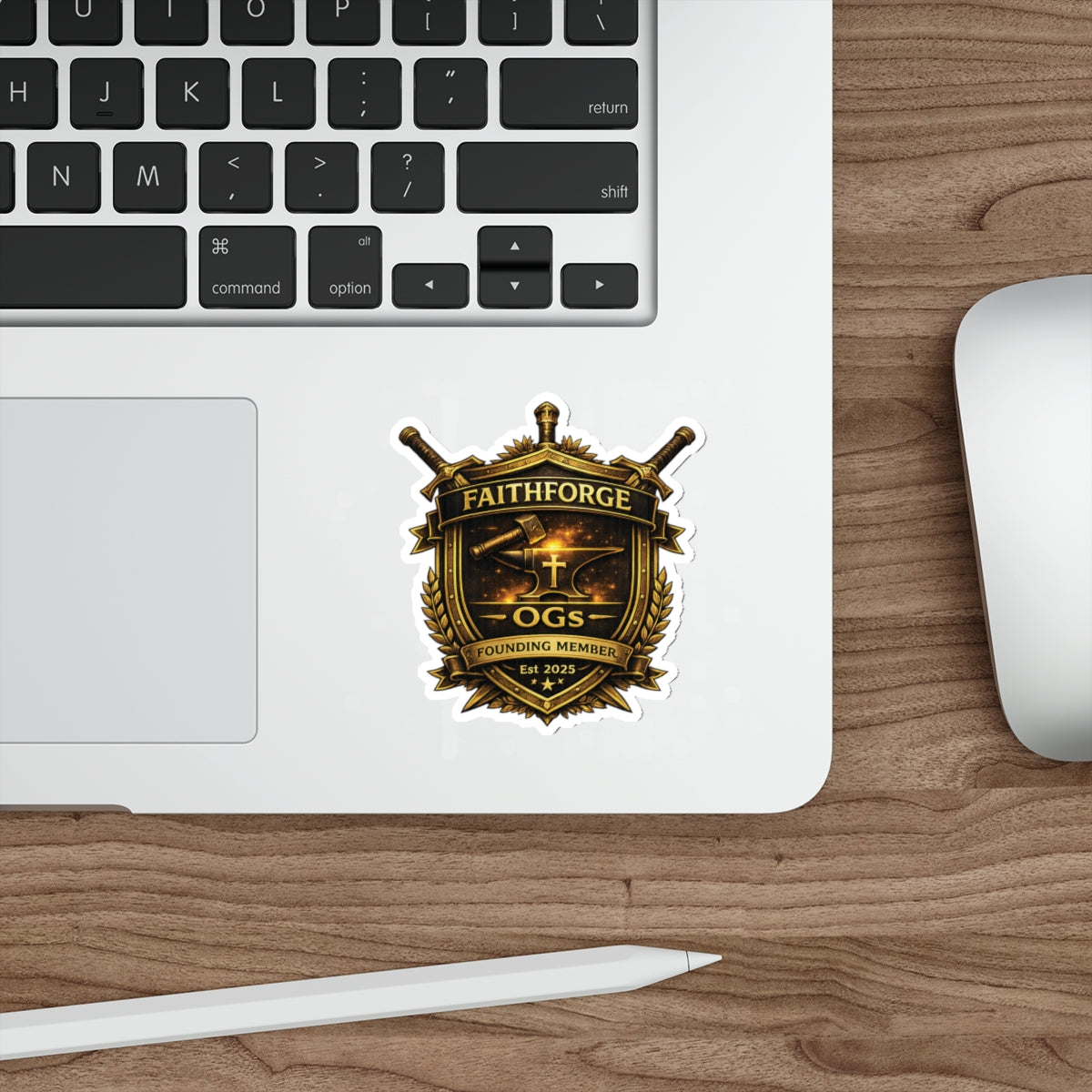 Copy of Indoor Faithforge Gaming Shield Die-Cut Sticker — Anvil & Cross OG Logo
