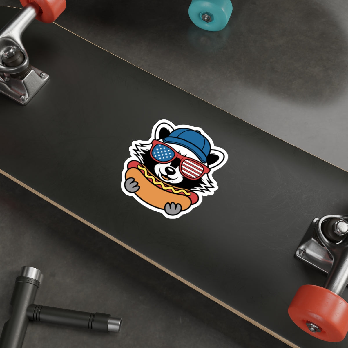 Patriotic Sticker Pack — Trash Panda w/ hotdog 4th of July Red White Blue Die-Cut Stickers