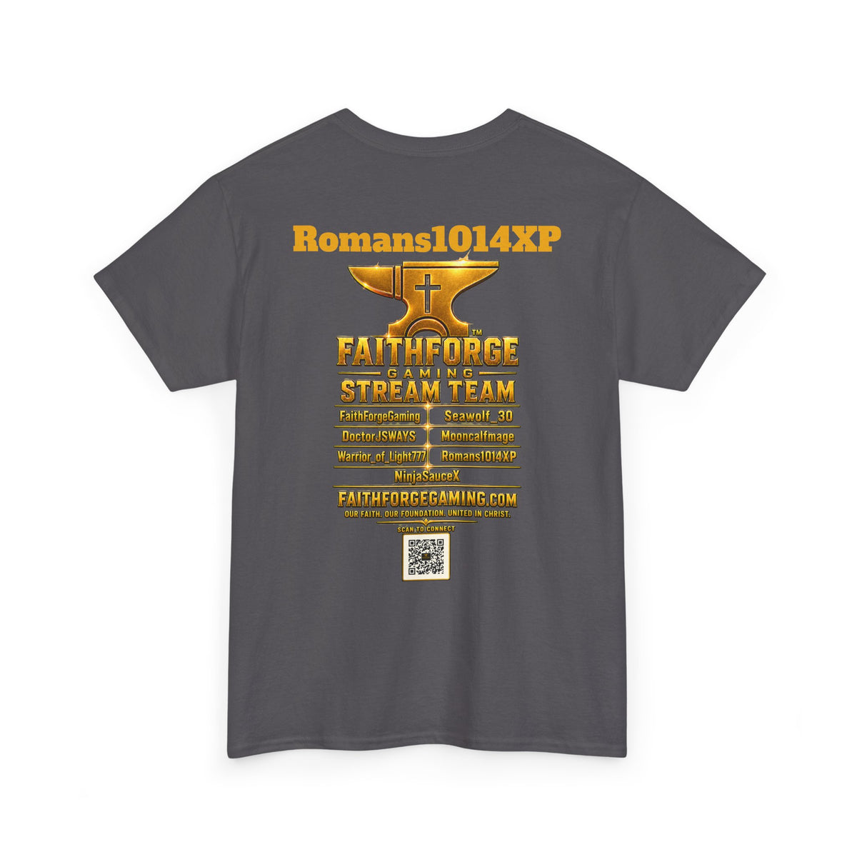 FaithForgeGaming Tee — FaithForge Stream Team Black Graphic T‑Shirt -Romans1014XP