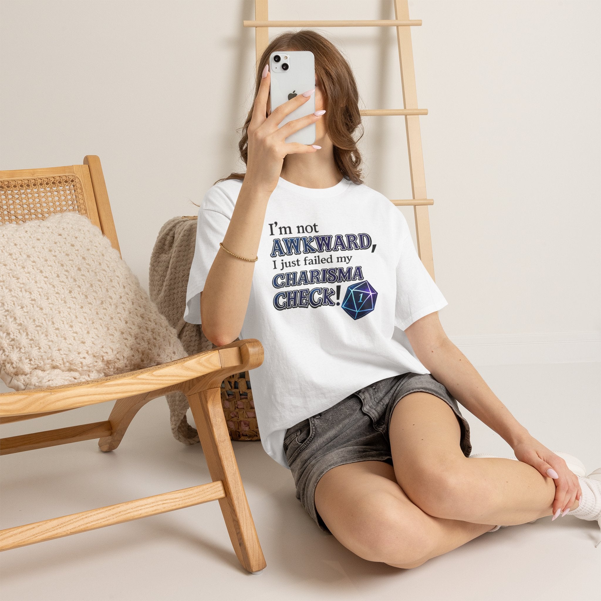 T-Shirt - "I’m Not Awkward, I Just Failed My Charisma Check" D20 RPG Tee