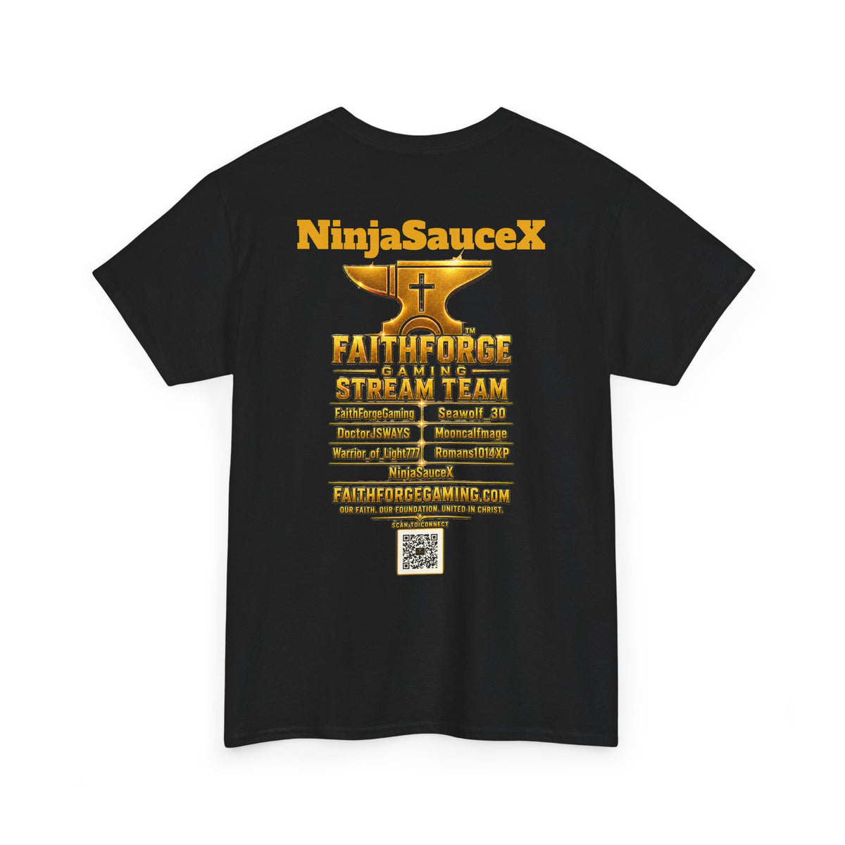 FaithForgeGaming Tee — FaithForge Stream Team Black Graphic T‑Shirt -NinjaSauceX