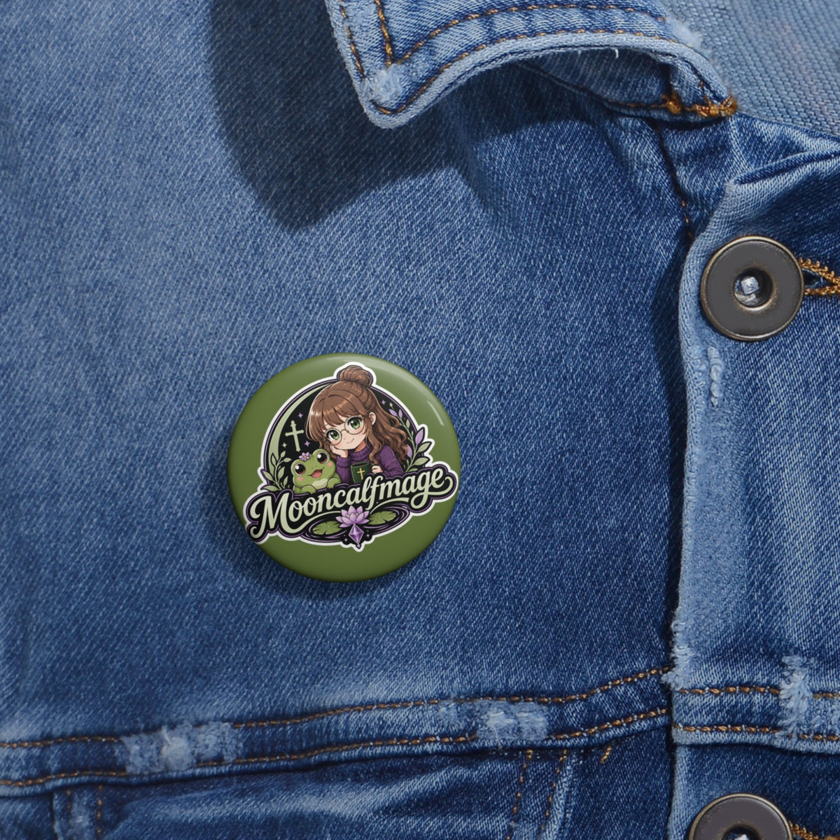 MOONCALFMAGE Mascot Pin Button — Custom Enamel-Style Badge