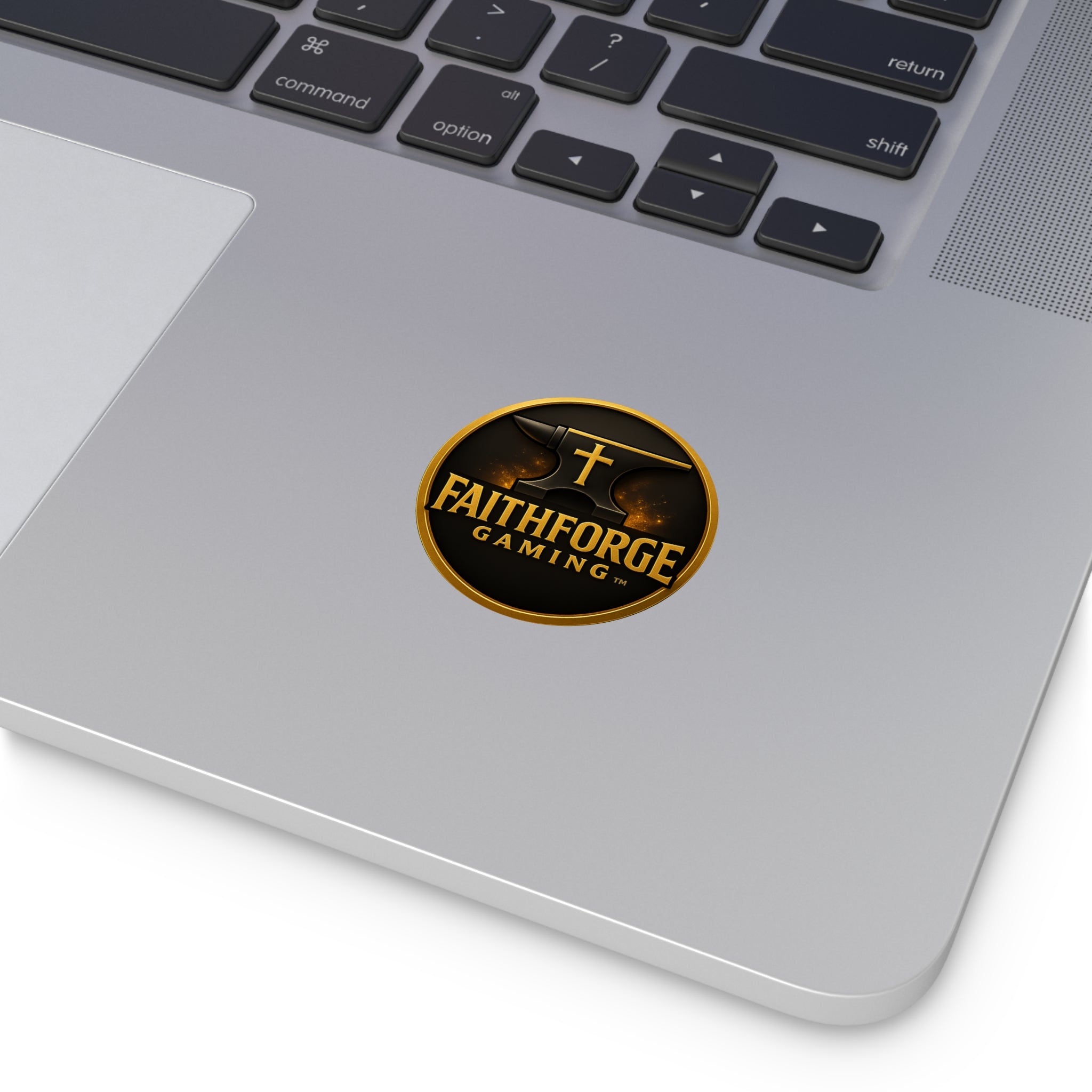 FaithForge Gaming Round Vinyl Sticker — Gold Anvil Round
