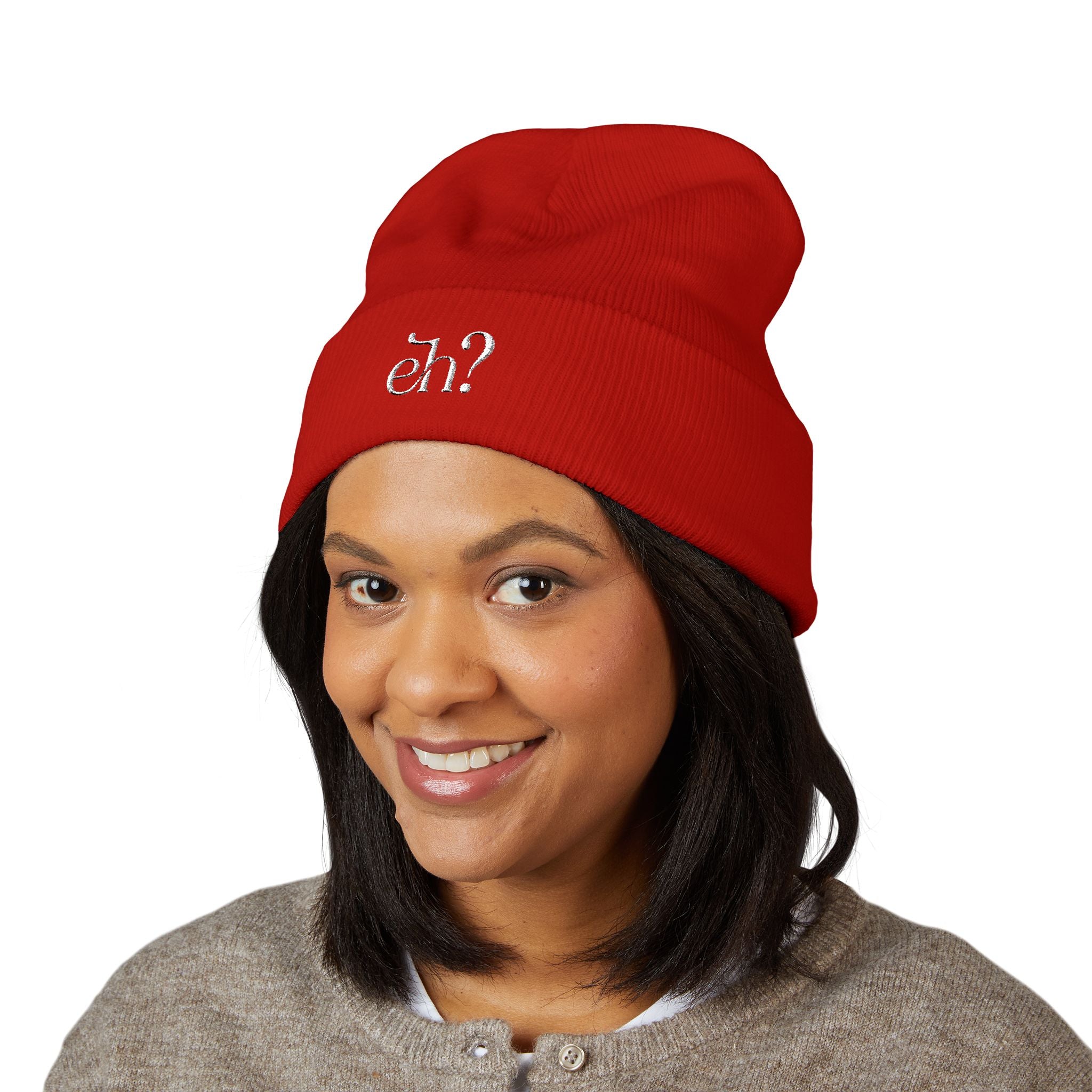 (Canada) Embroidered “eh?” Knit Toque