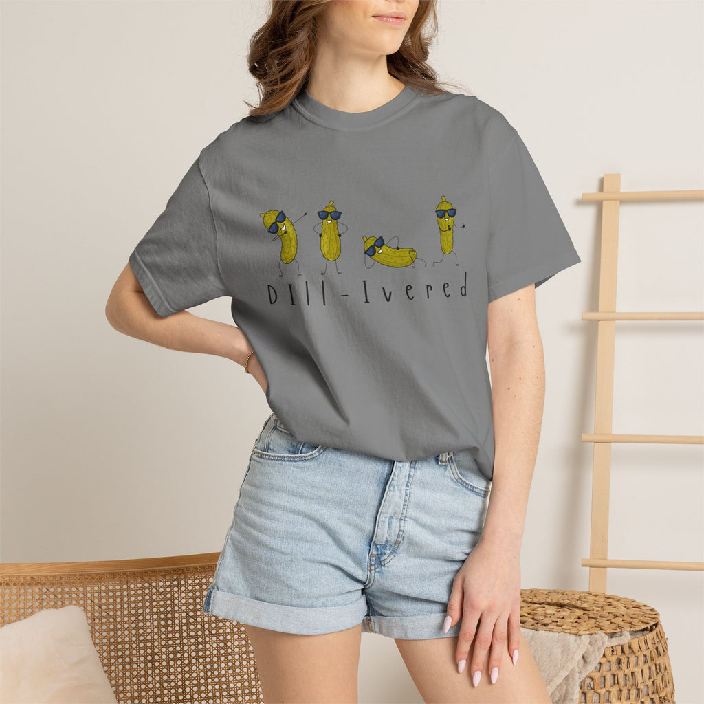 Dill-Livered Pickle Pun T-Shirt — Funny Pickle Lover Tee