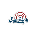 America Retro Script Die-Cut Sticker - Patriotic Vintage Stars & Stripes