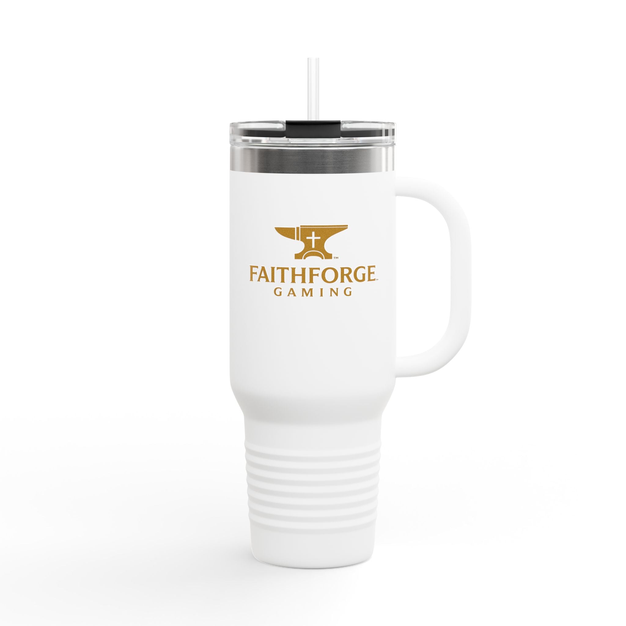 40oz Insulated Travel Mug — FaithForge Gaming Logo