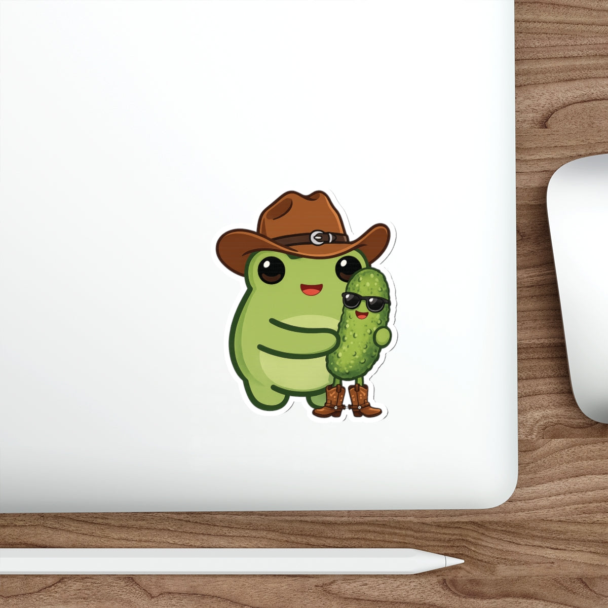 Cute Cowgirl Frog & Pickle Die-Cut Sticker —  Western Sticker