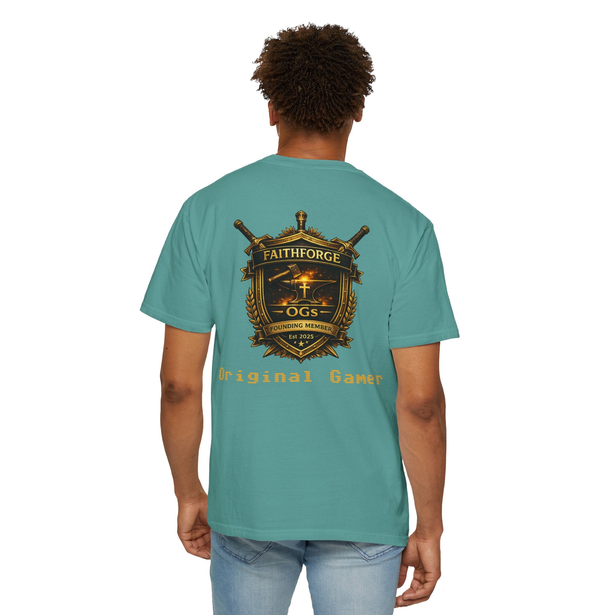 FaithForge OG Gaming T-Shirt — Logo Tee with Anvil & Cross (Christian Gamer Apparel)