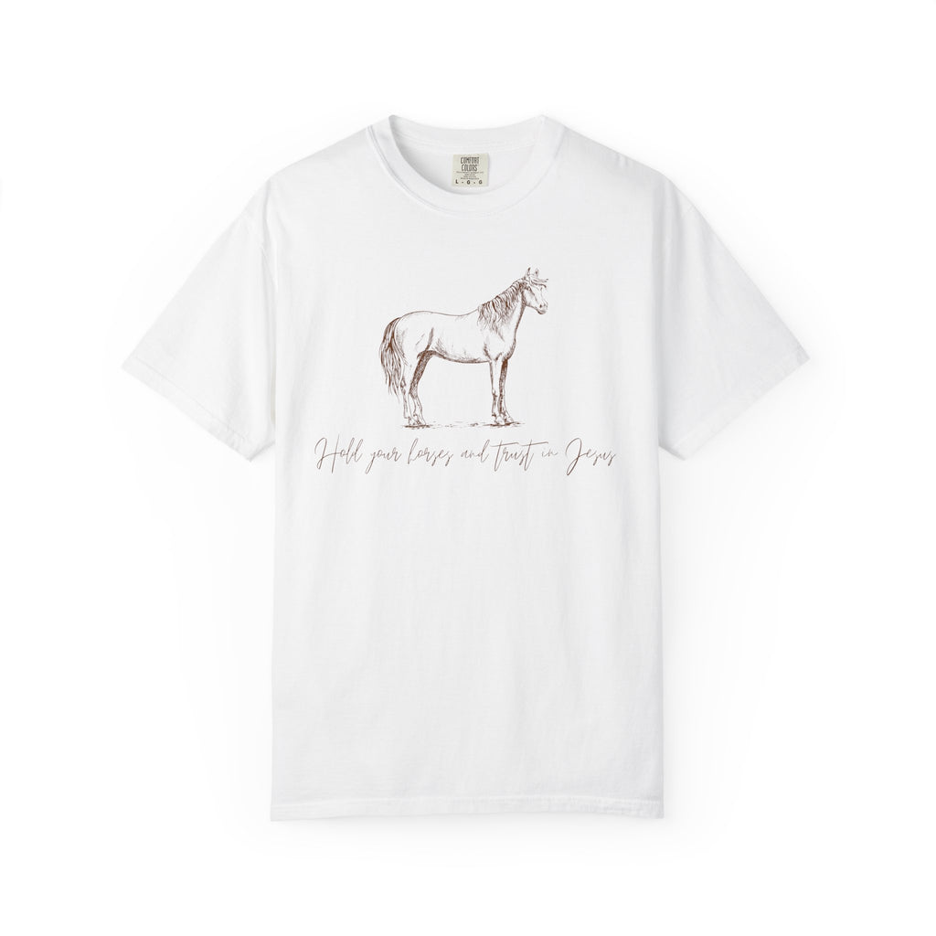 Horse Sketch T‑Shirt — Minimalist Handwritten Quote Tee