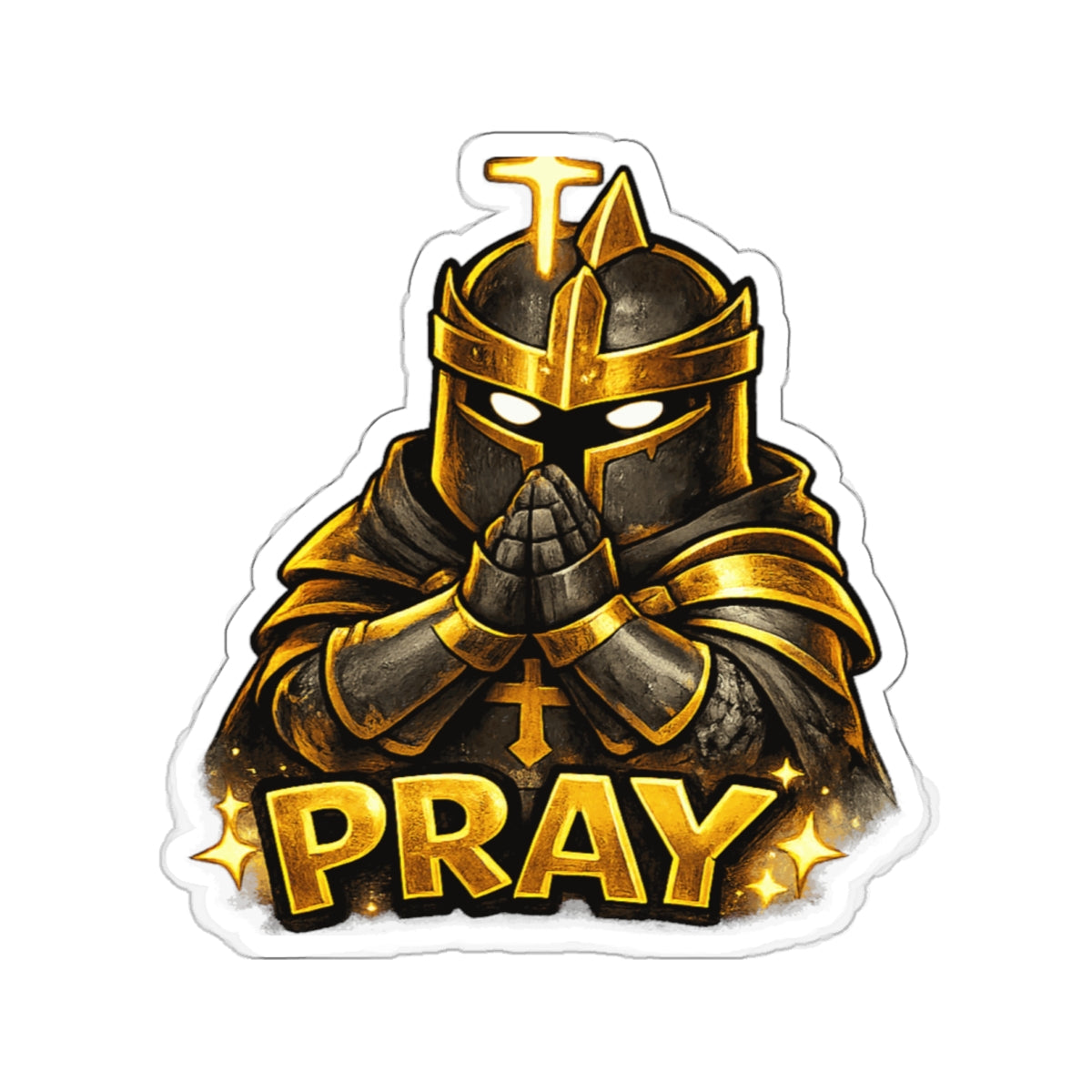 FaithForge Knight Pray Die-Cut Sticker — Water-resistant vinyl