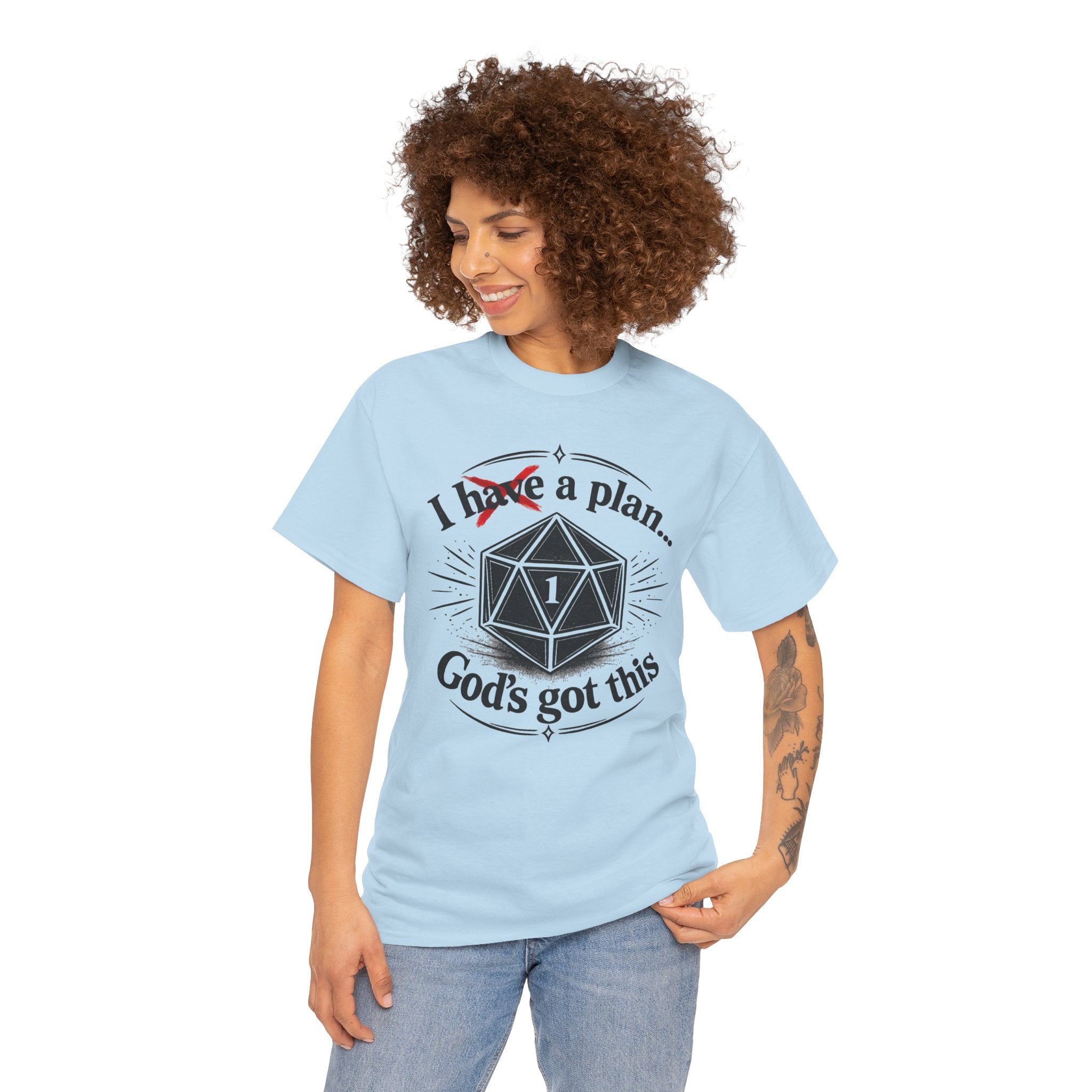 I XhaveX a plan... God’s Got This T-Shirt Dark — D20 Dice Faith Gamer Tee