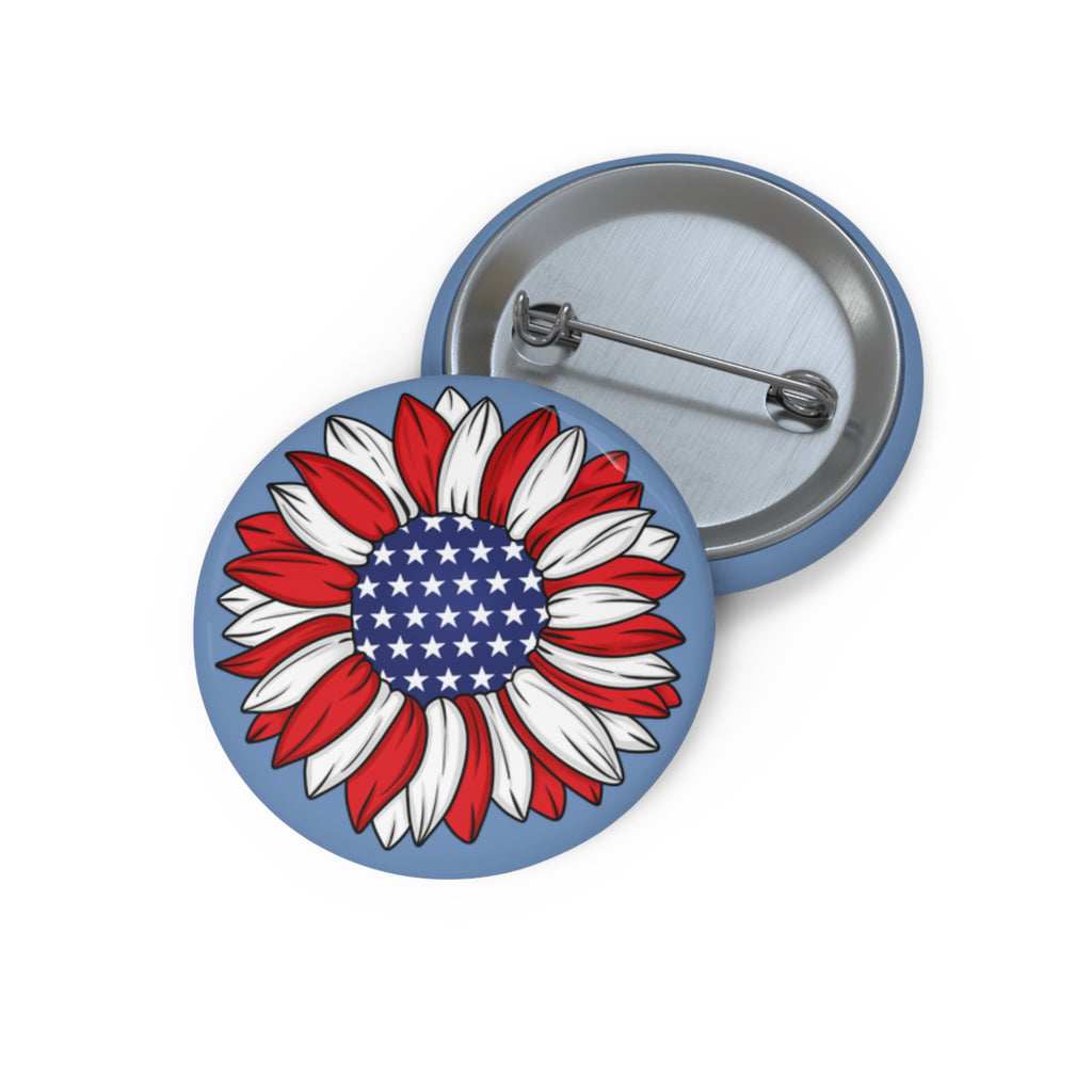 4th of July Flower Custom Pin Button