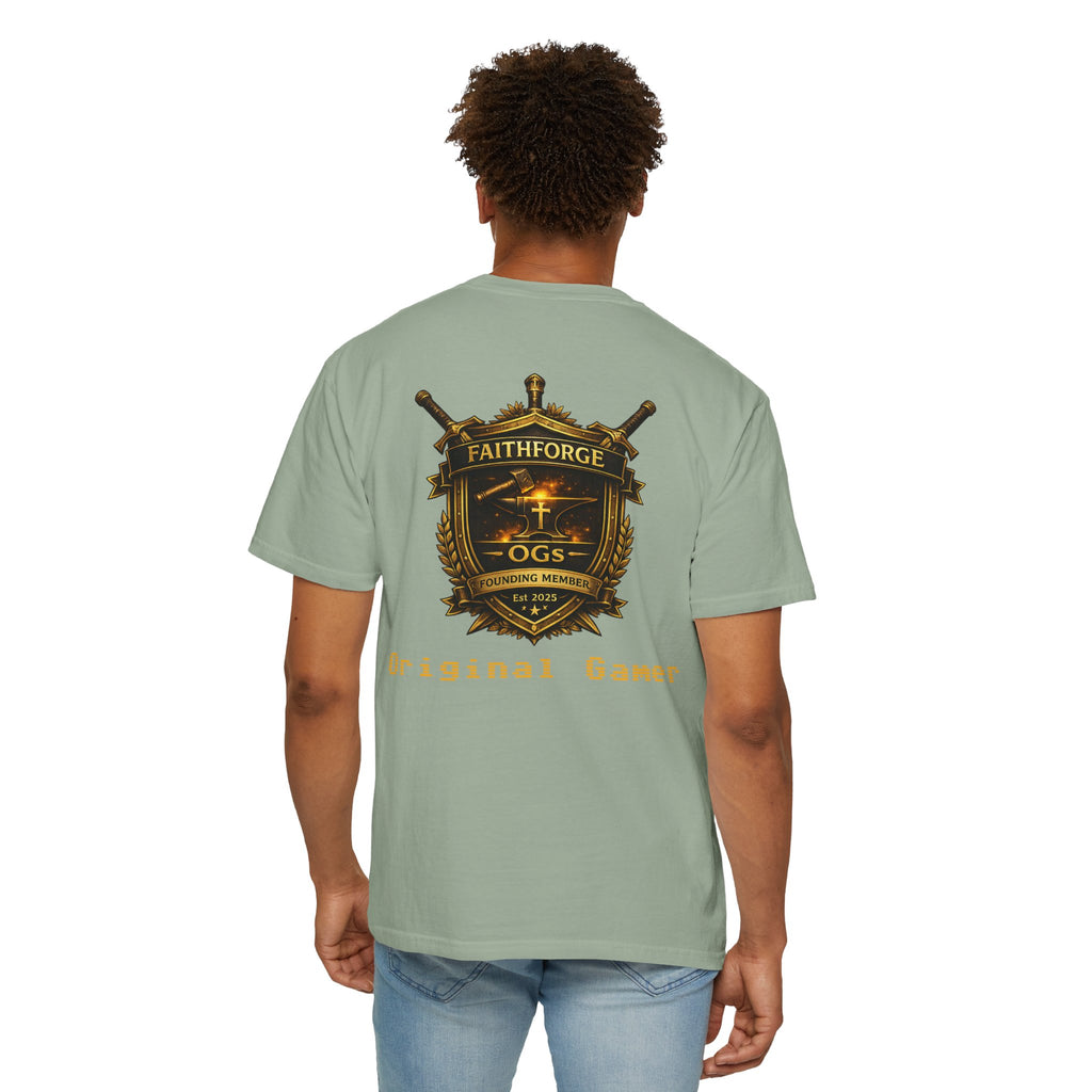 FaithForge OG Gaming T-Shirt — Logo Tee with Anvil & Cross (Christian Gamer Apparel)