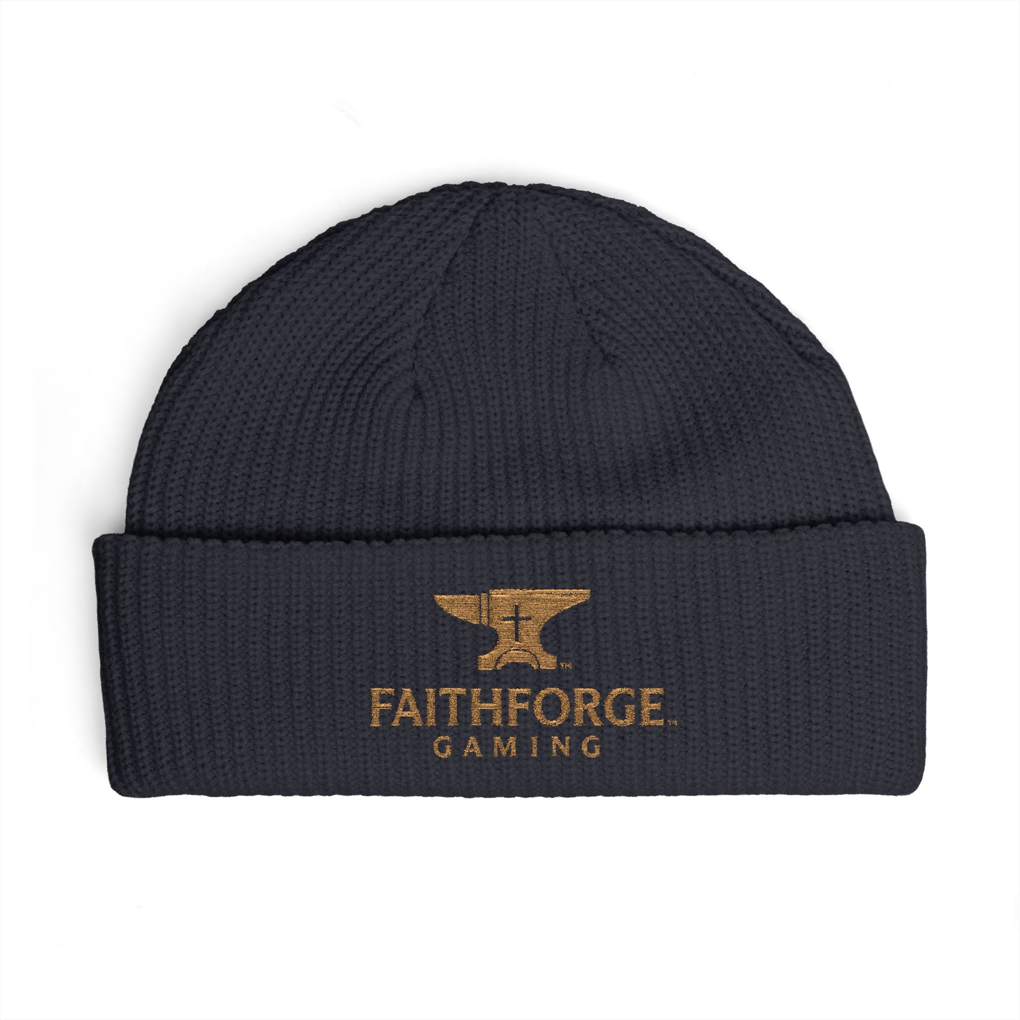 Faithforge Gaming Cuff Beanie — Embroidered Anvil Logo Knit Hat