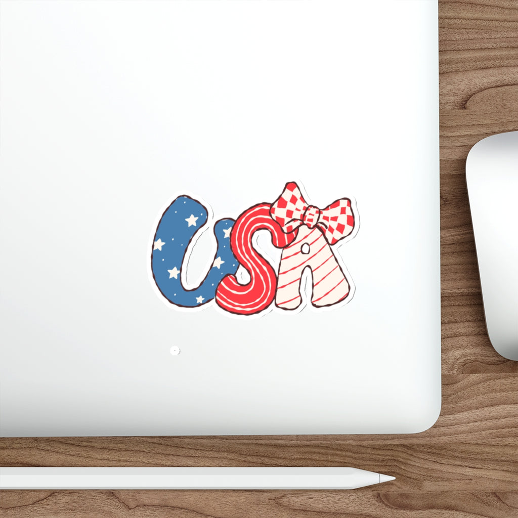 USA Patriotic Die-Cut Sticker — Red White Blue Stars & Stripes