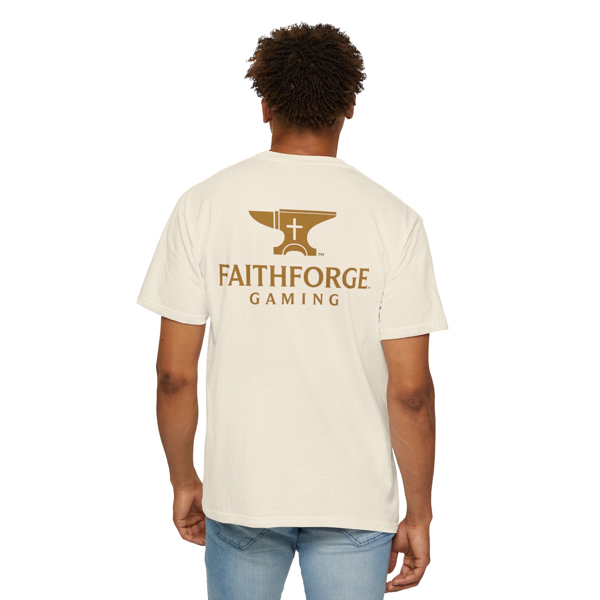 FaithForge Gaming T-Shirt — Logo Tee with Anvil & Cross (Christian Gamer Apparel)