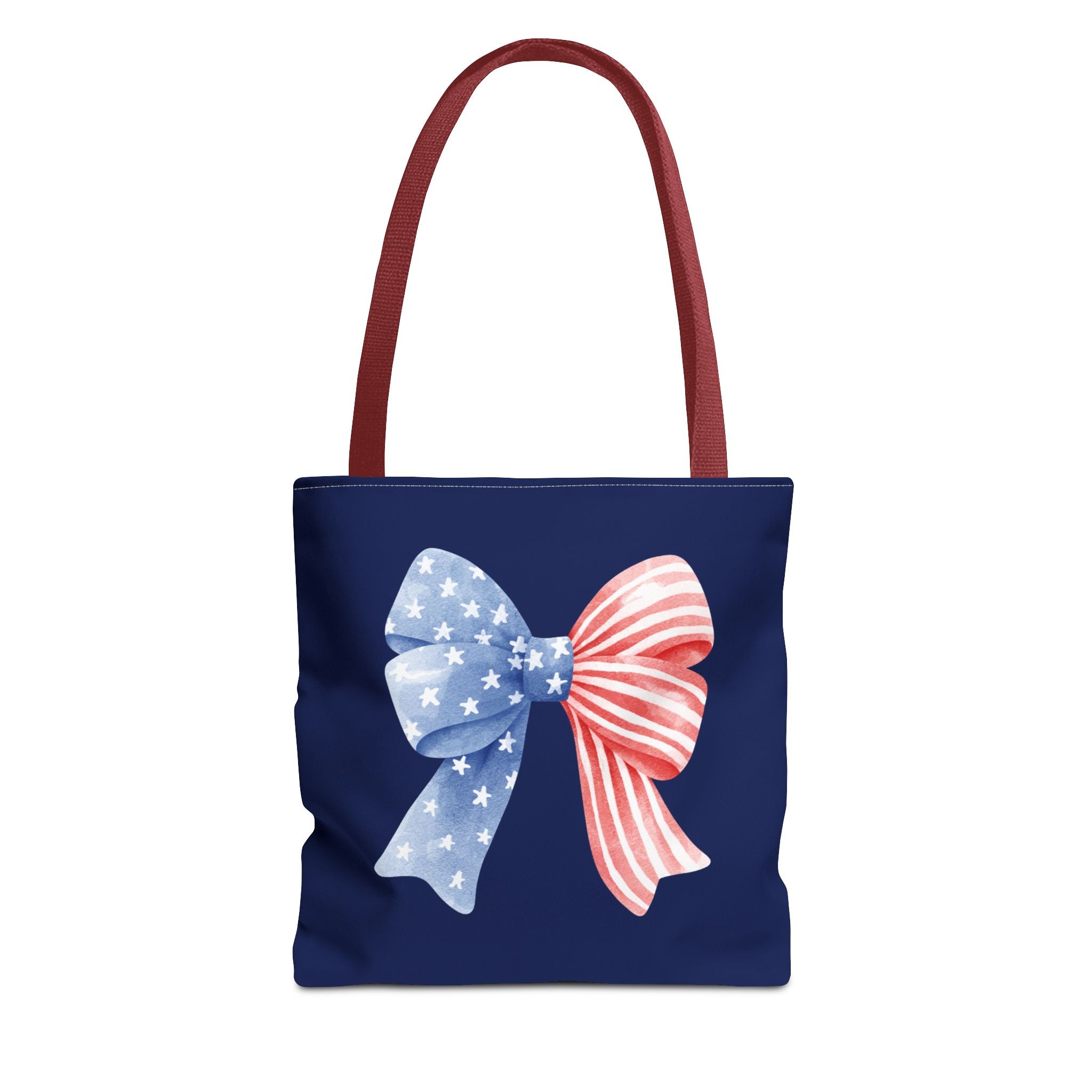 Patriotic Bow Tote Bag — American Flag Red White Blue Ribbon Tote
