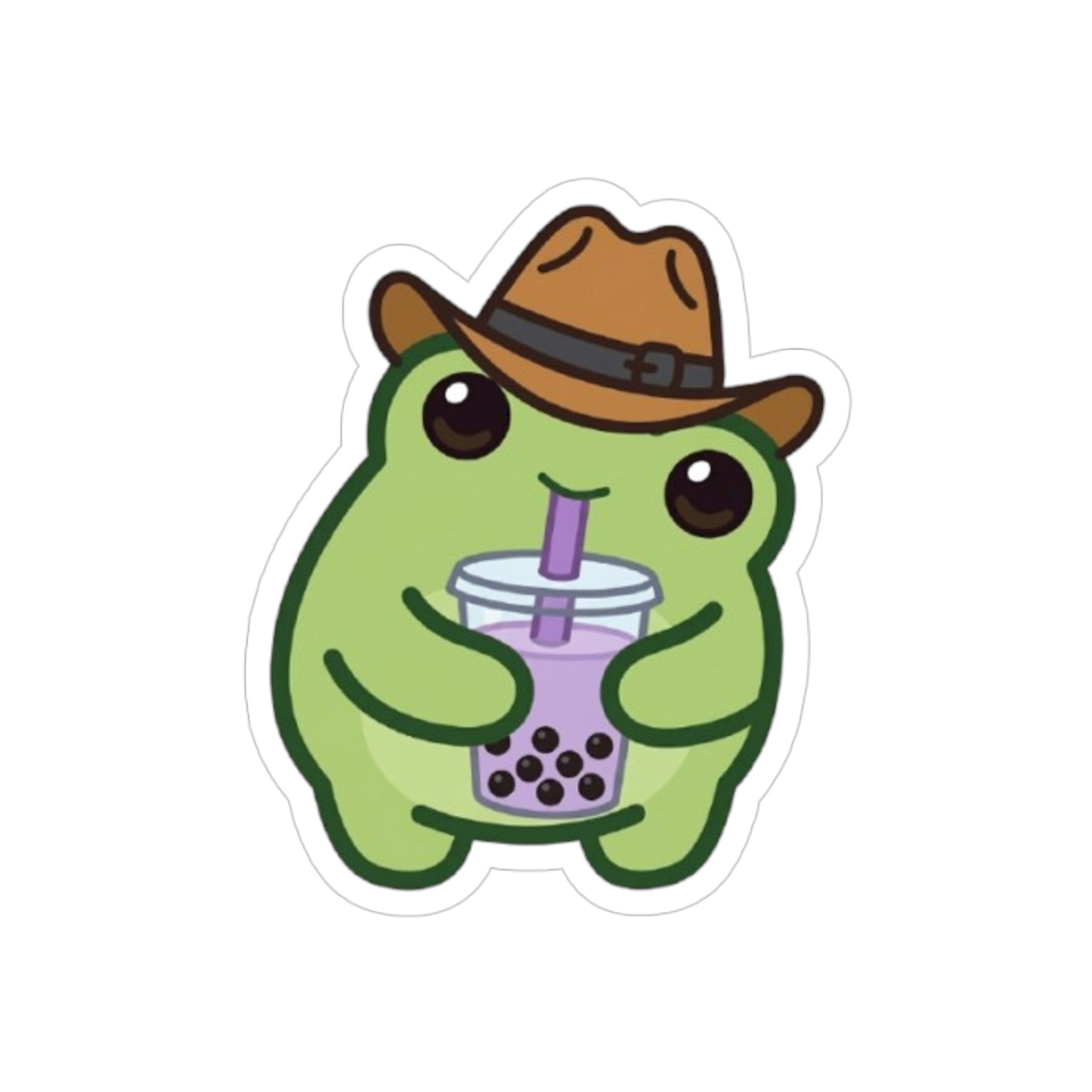 Boba Frog Die-Cut Outdoor Sticker - Waterproof Transparent Logo Decal