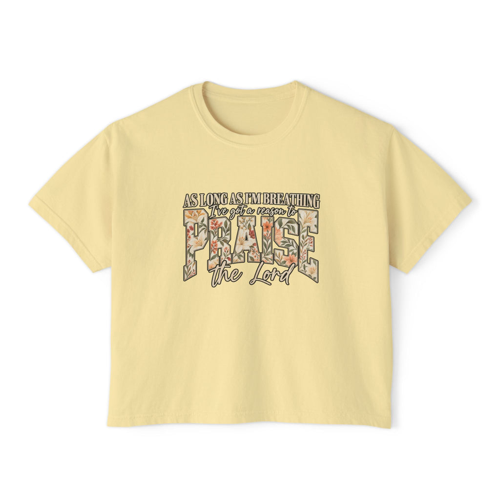 Women's Boxy Tee – Floral “Praise” Graphic Shirt