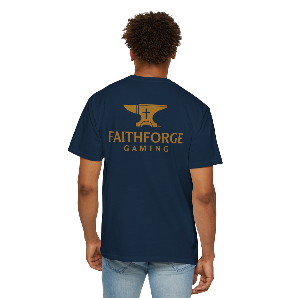 FaithForge Gaming T-Shirt — Logo Tee with Anvil & Cross (Christian Gamer Apparel)