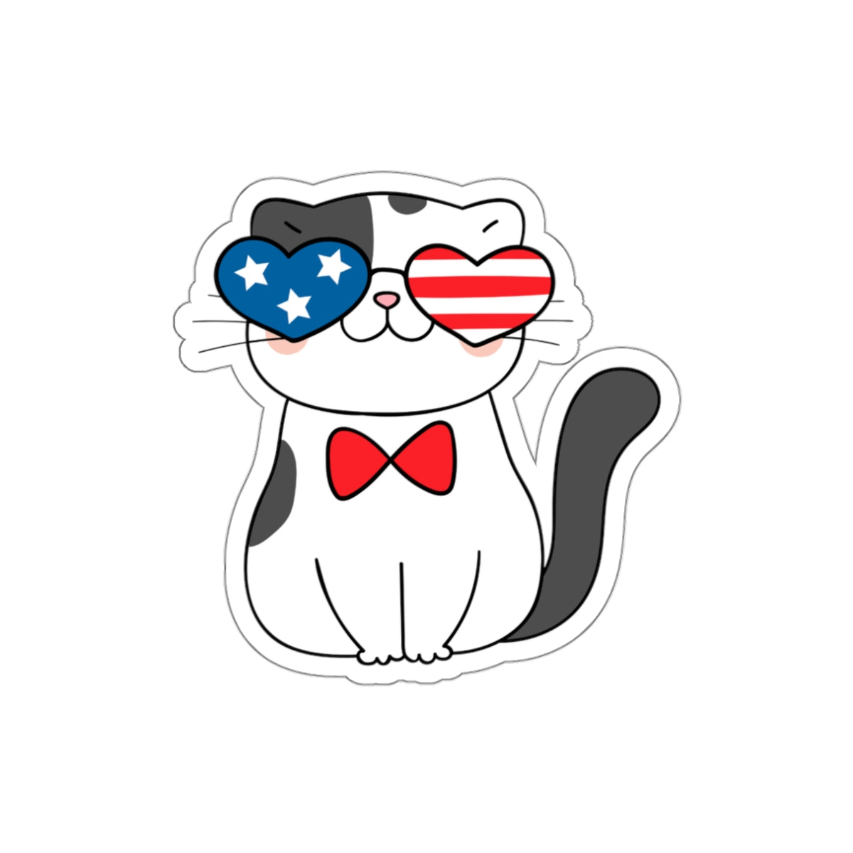 Patriotic Sticker Pack — Bowtie Cat 4th of July Red White Blue Die-Cut Stickers