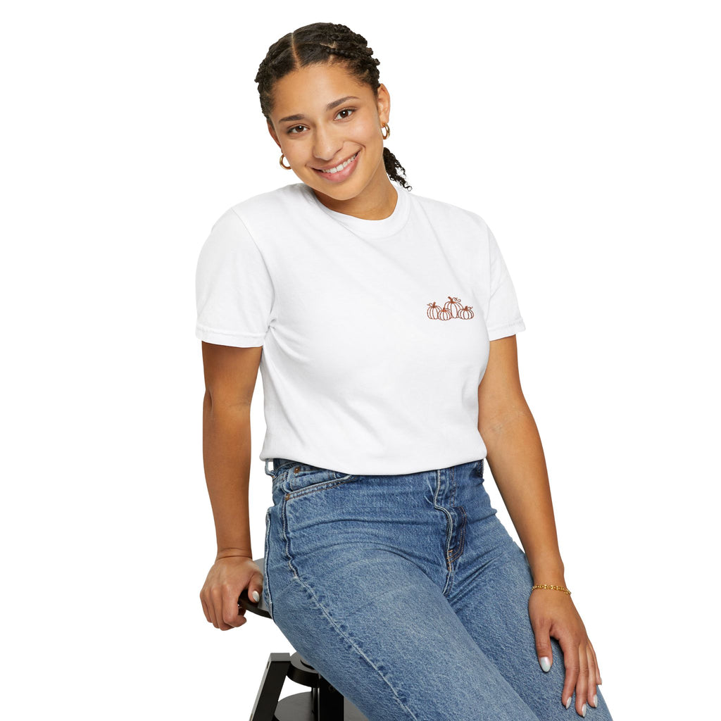 CutePocket Tee — Small Chest  pumpkin embroidered T-Shirt