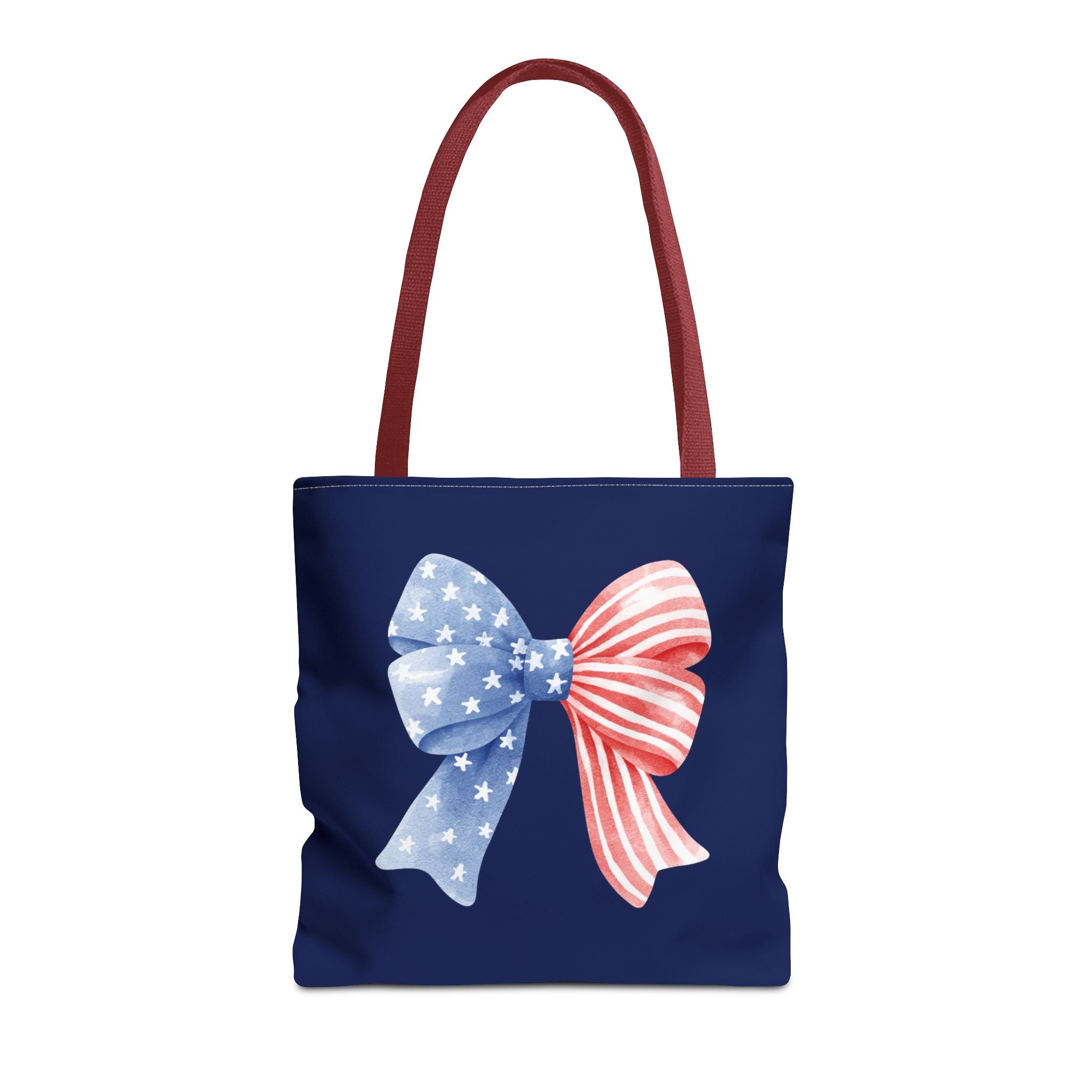 Patriotic Bow Tote Bag — American Flag Red White Blue Ribbon Tote