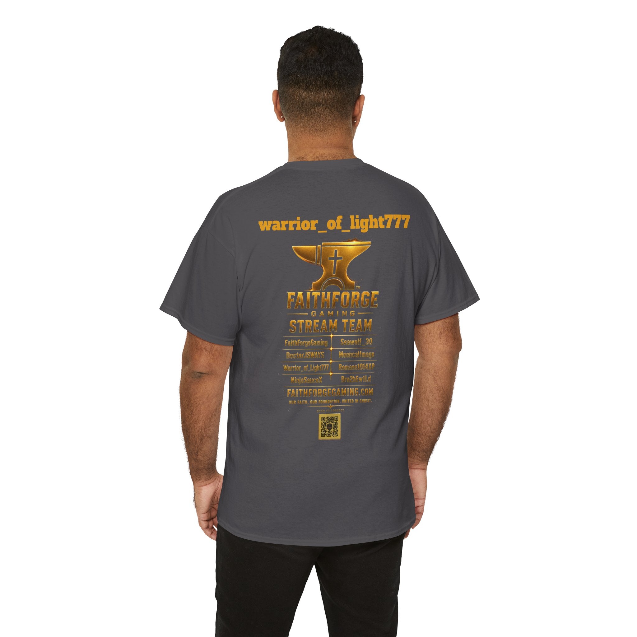 FaithForgeGaming Tee — FaithForge Stream Team Black Graphic T‑Shirt -warrior_of_light777