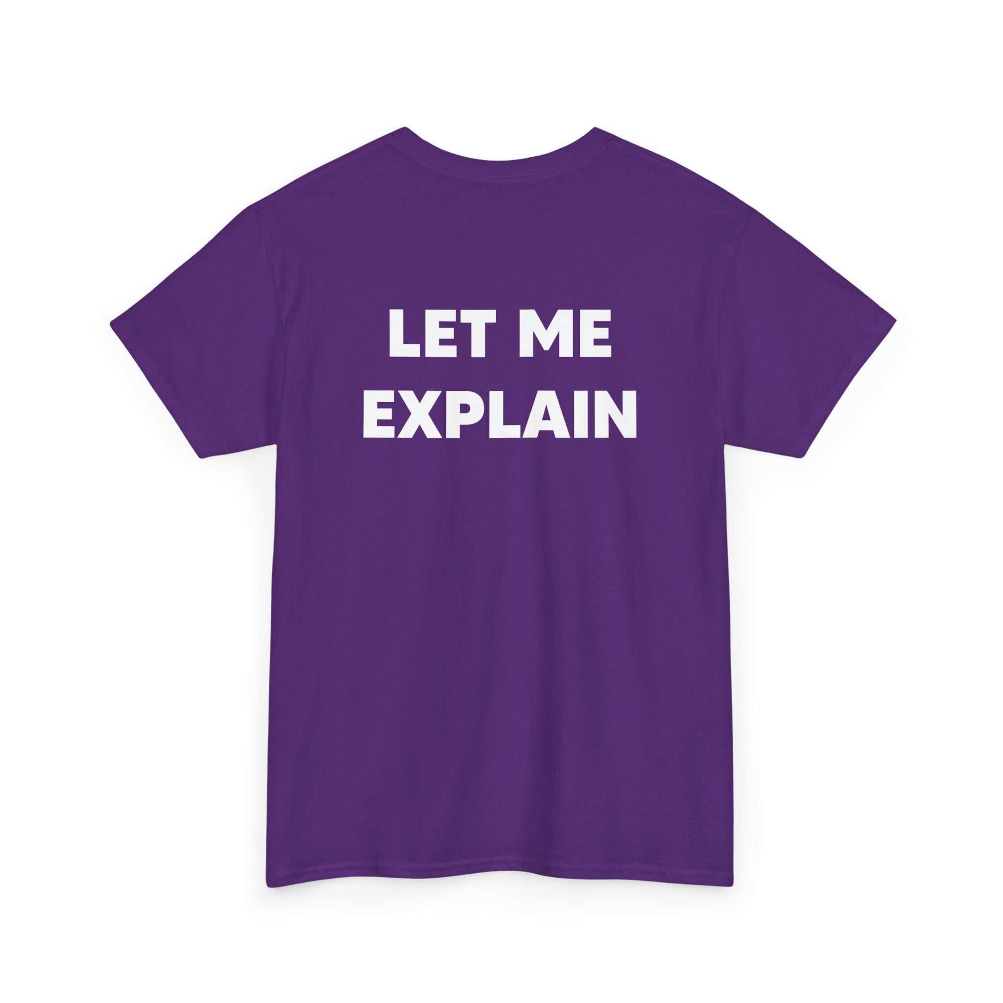 DoctorJSWAYS Let Me Explain T-Shirt — Minimal Logo Black Tee with Bold Back Text