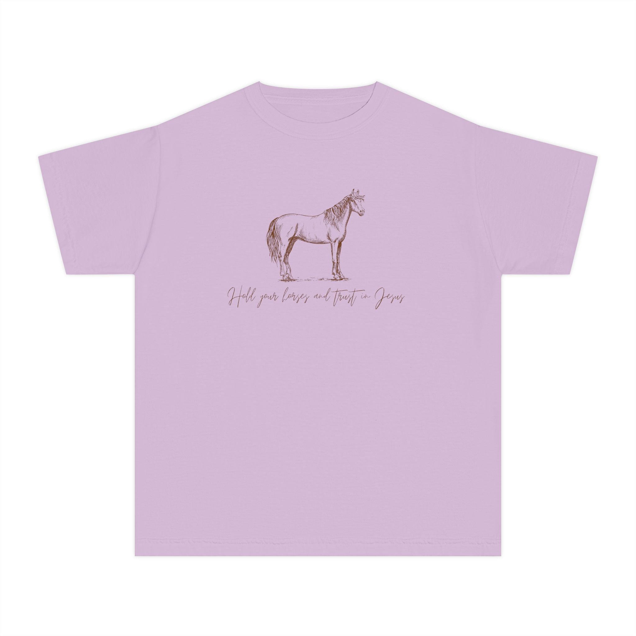 Youth Horse Sketch Tee – "Hold your horses and the pasture" Graphic T-Shirt