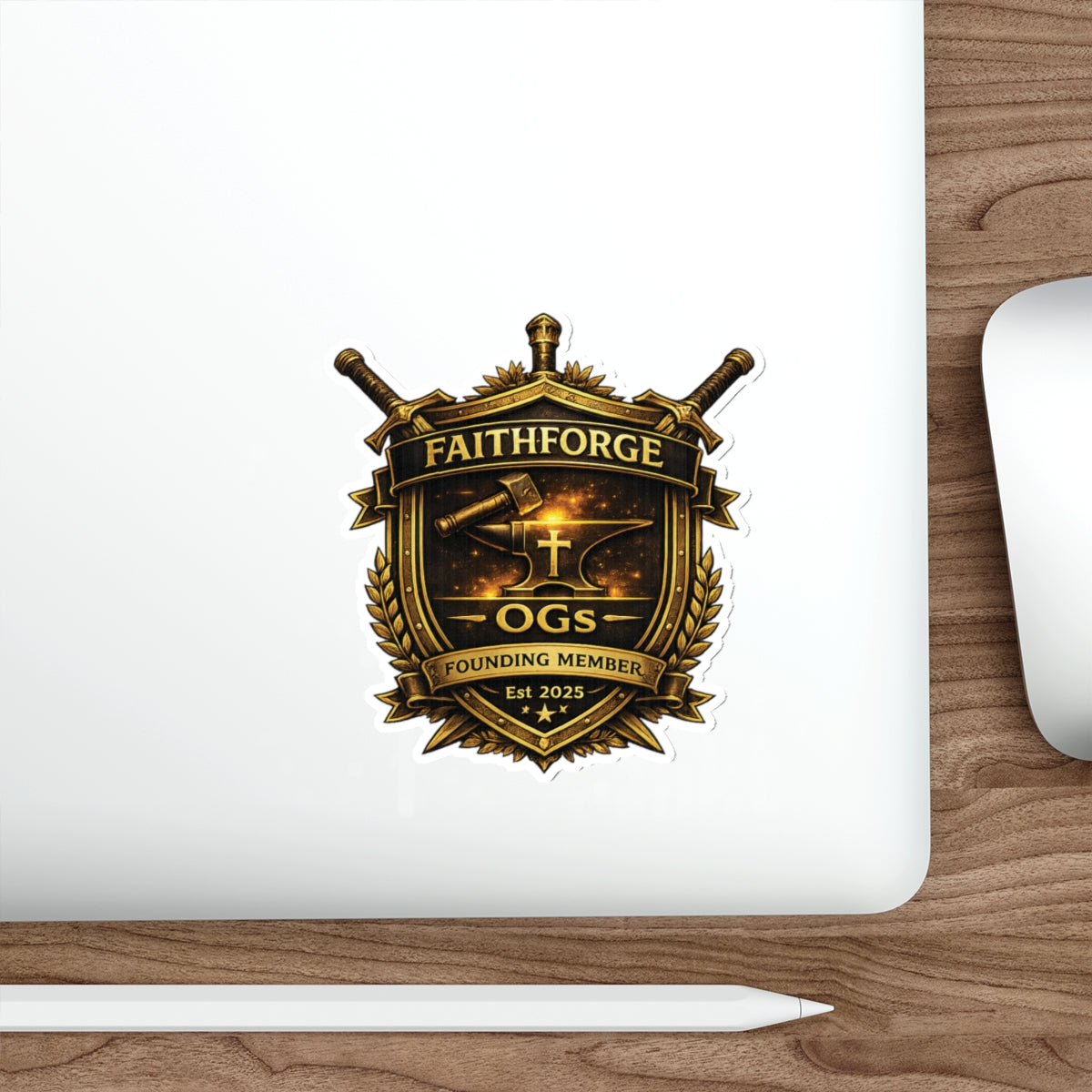 Copy of Indoor Faithforge Gaming Shield Die-Cut Sticker — Anvil & Cross OG Logo
