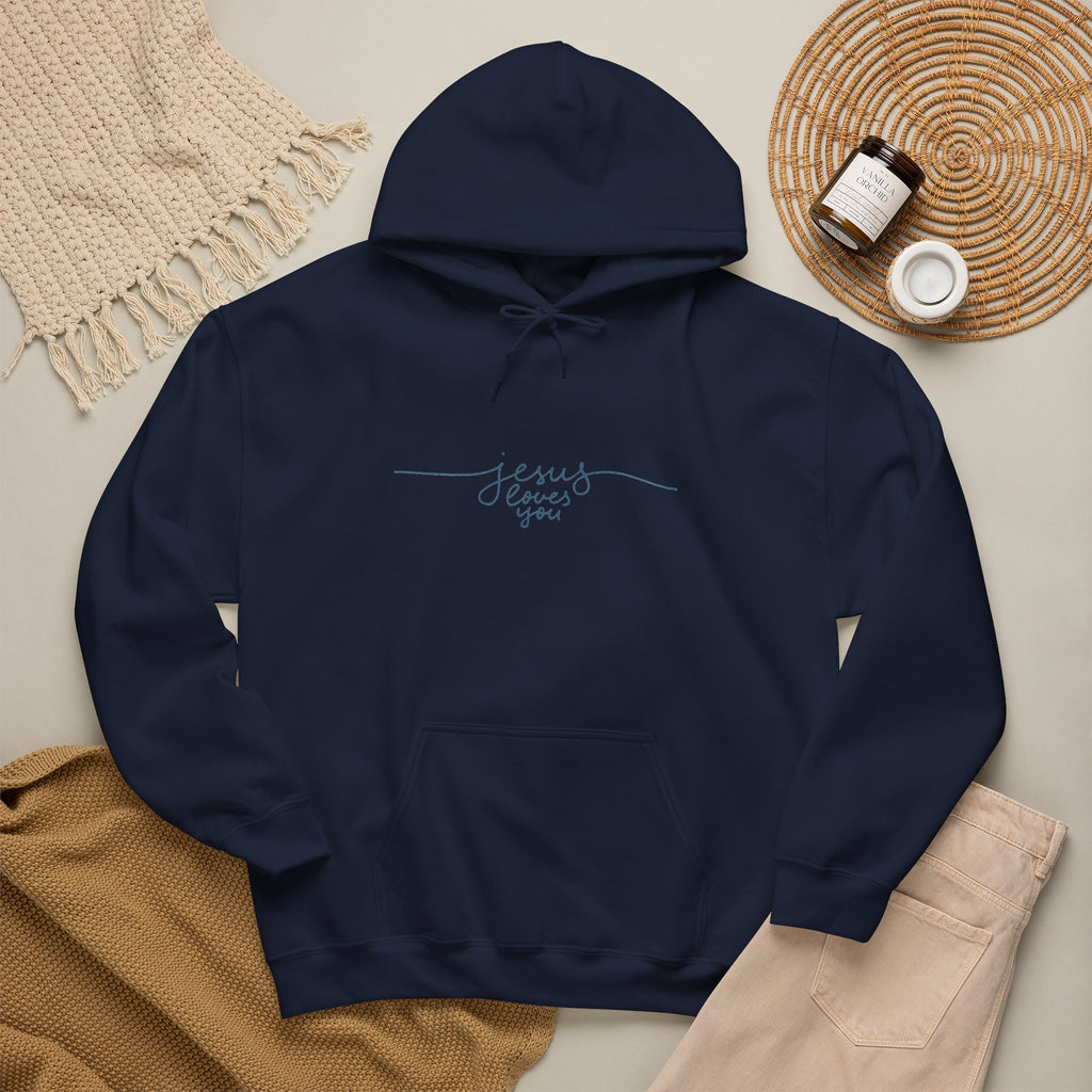 Jesus Loves You Script Hoodie — Minimal Christian Faith Pullover
