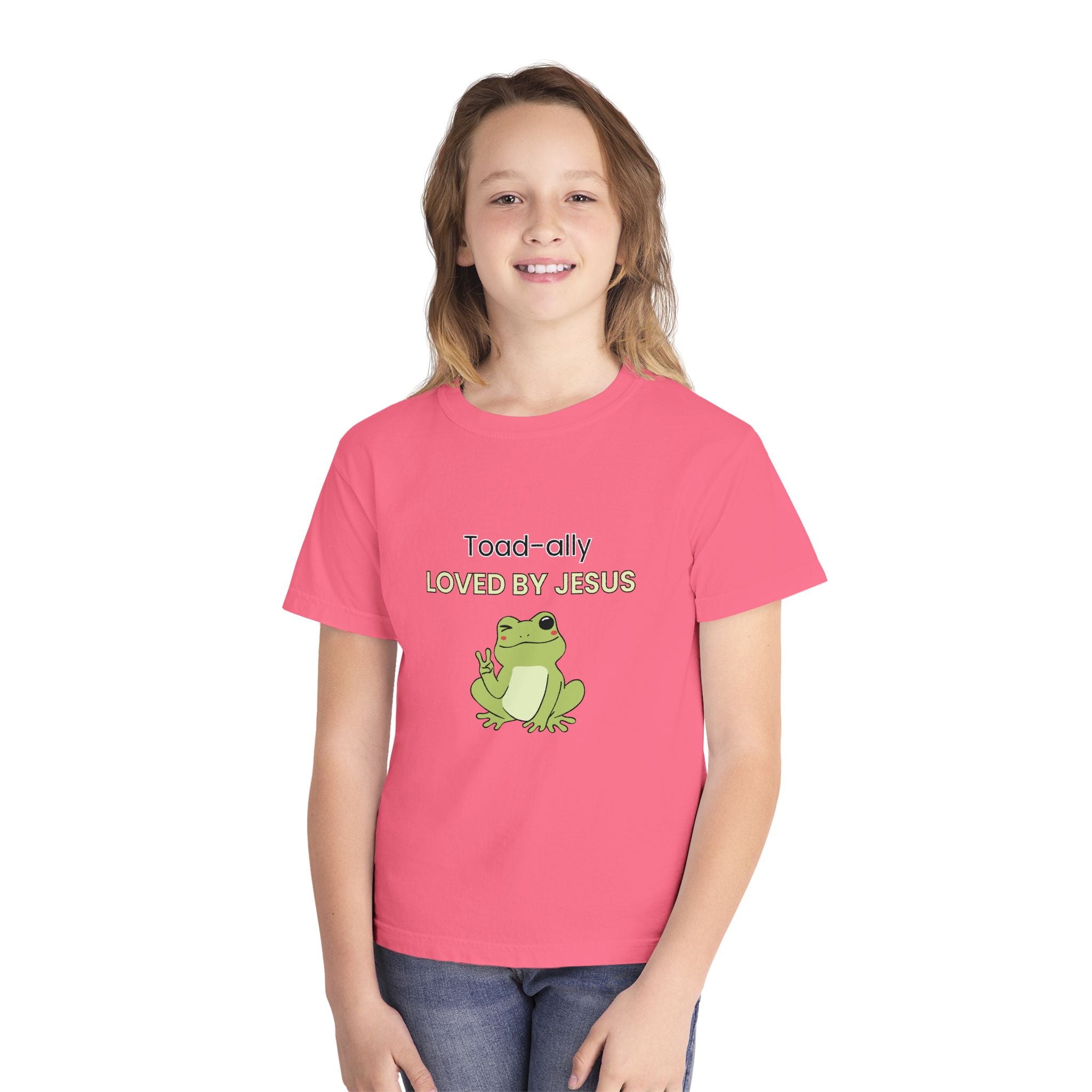 Kids Tee - "Toad-ally Loved by Jesus" Cute Frog Christian Youth T-Shirt