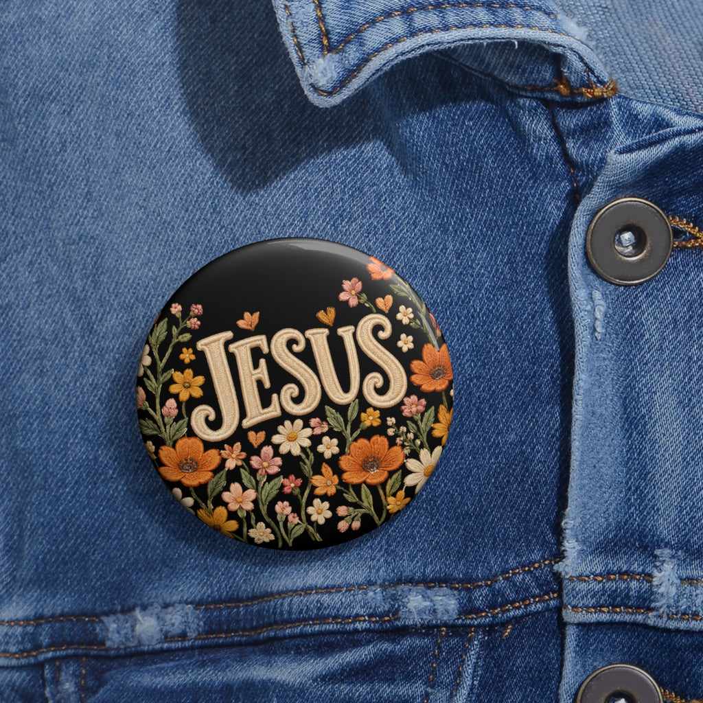 Jesus Floral Pin Button — Christian Faith Gospel Lapel Pin