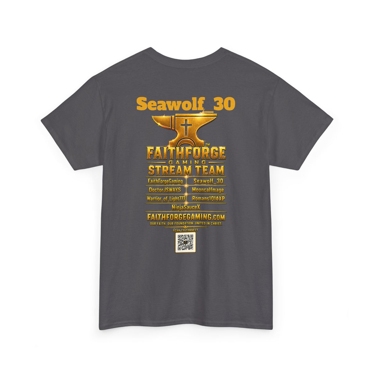 FaithForgeGaming Tee — FaithForge Stream Team Black Graphic T‑Shirt -Seawolf_30
