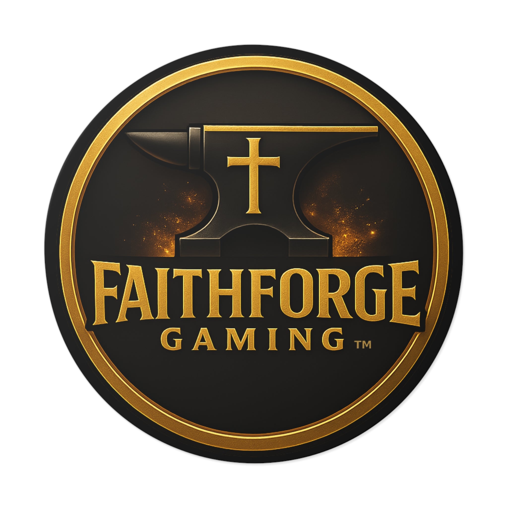 FaithForge Gaming Round Vinyl Sticker — Gold Anvil Round