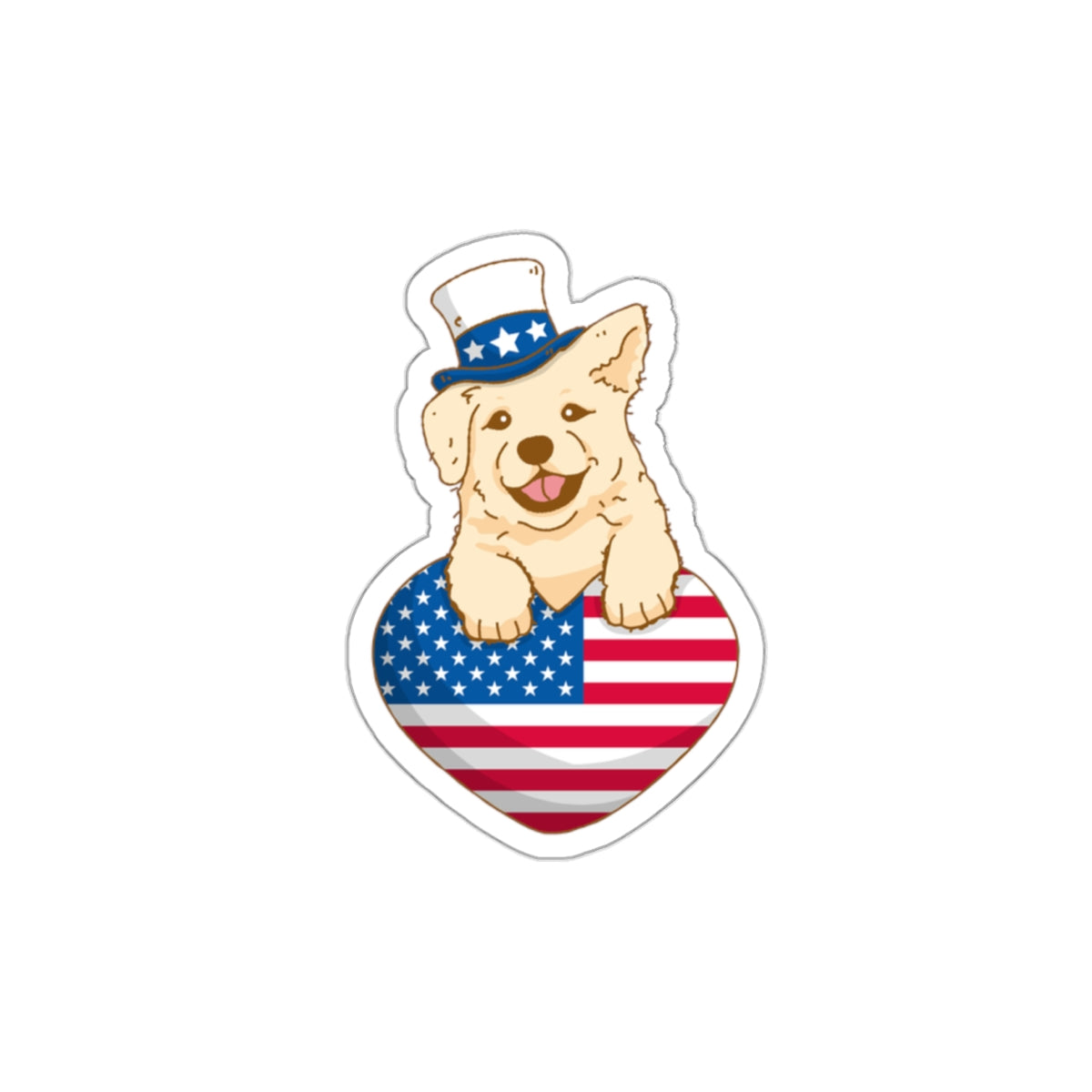 Patriotic Sticker Pack — Puppy USA heart 4th of July Red White Blue Die-Cut Stickers