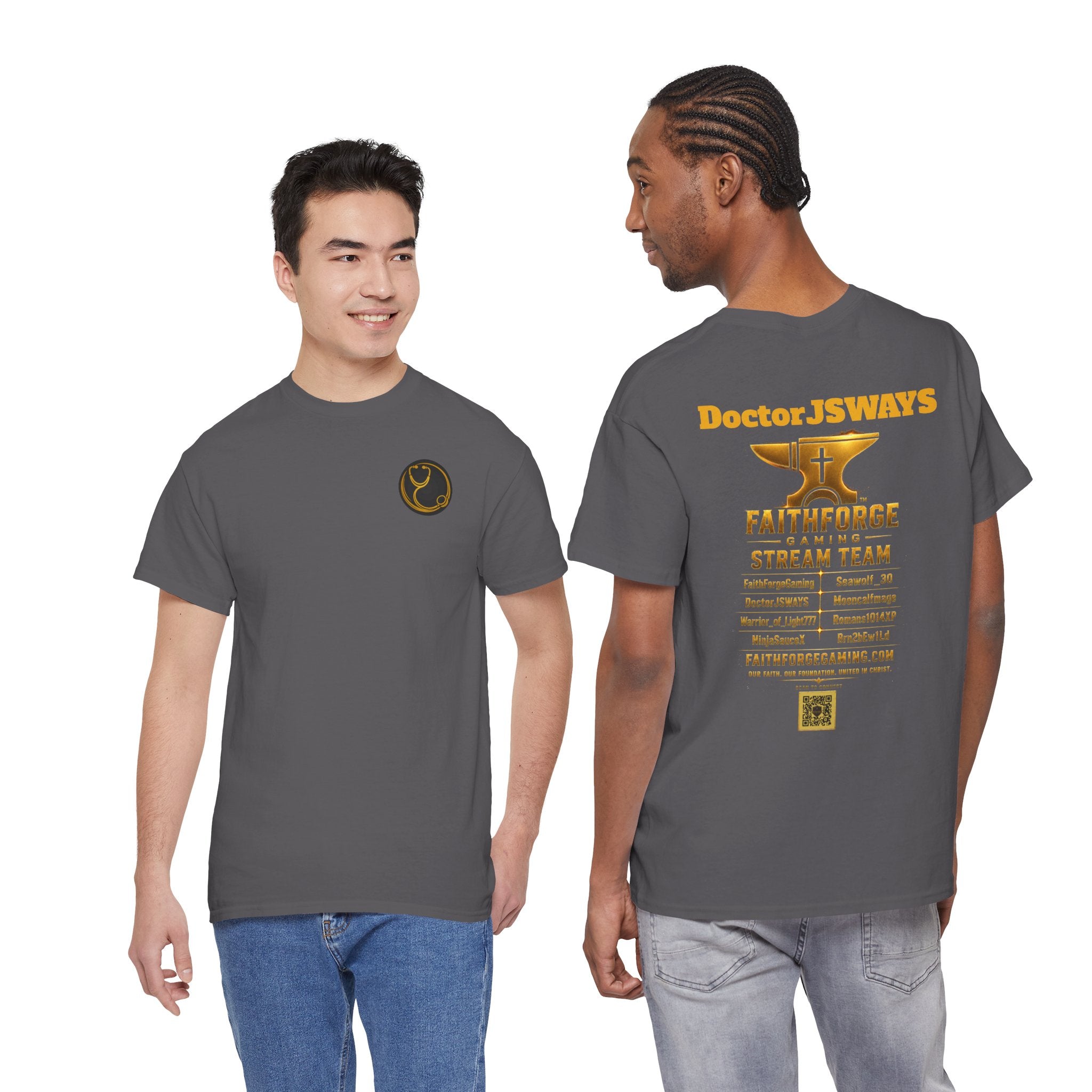 FaithForgeGaming Tee — FaithForge Stream Team Black Graphic T‑Shirt -DoctorJSWAYS