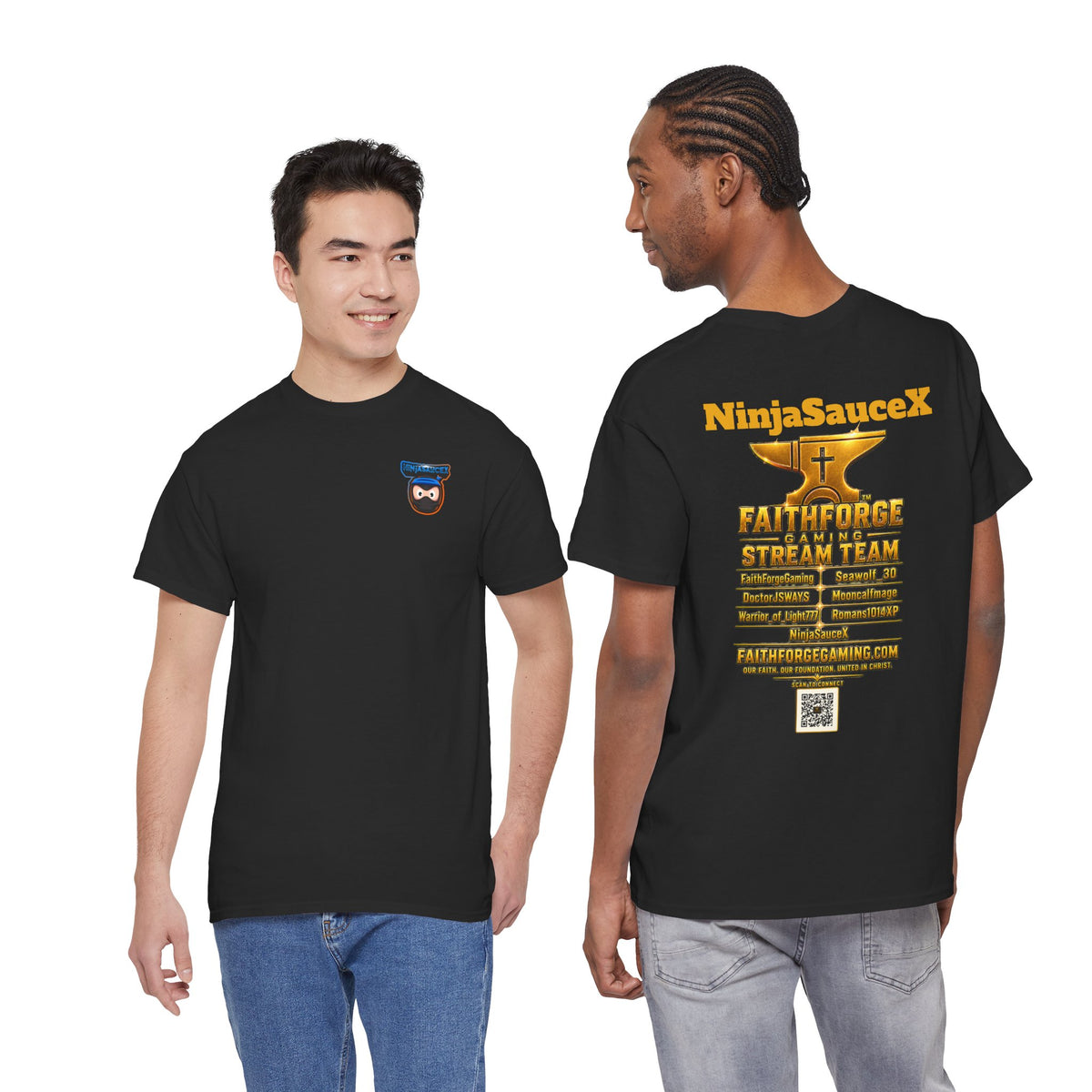 FaithForgeGaming Tee — FaithForge Stream Team Black Graphic T‑Shirt -NinjaSauceX