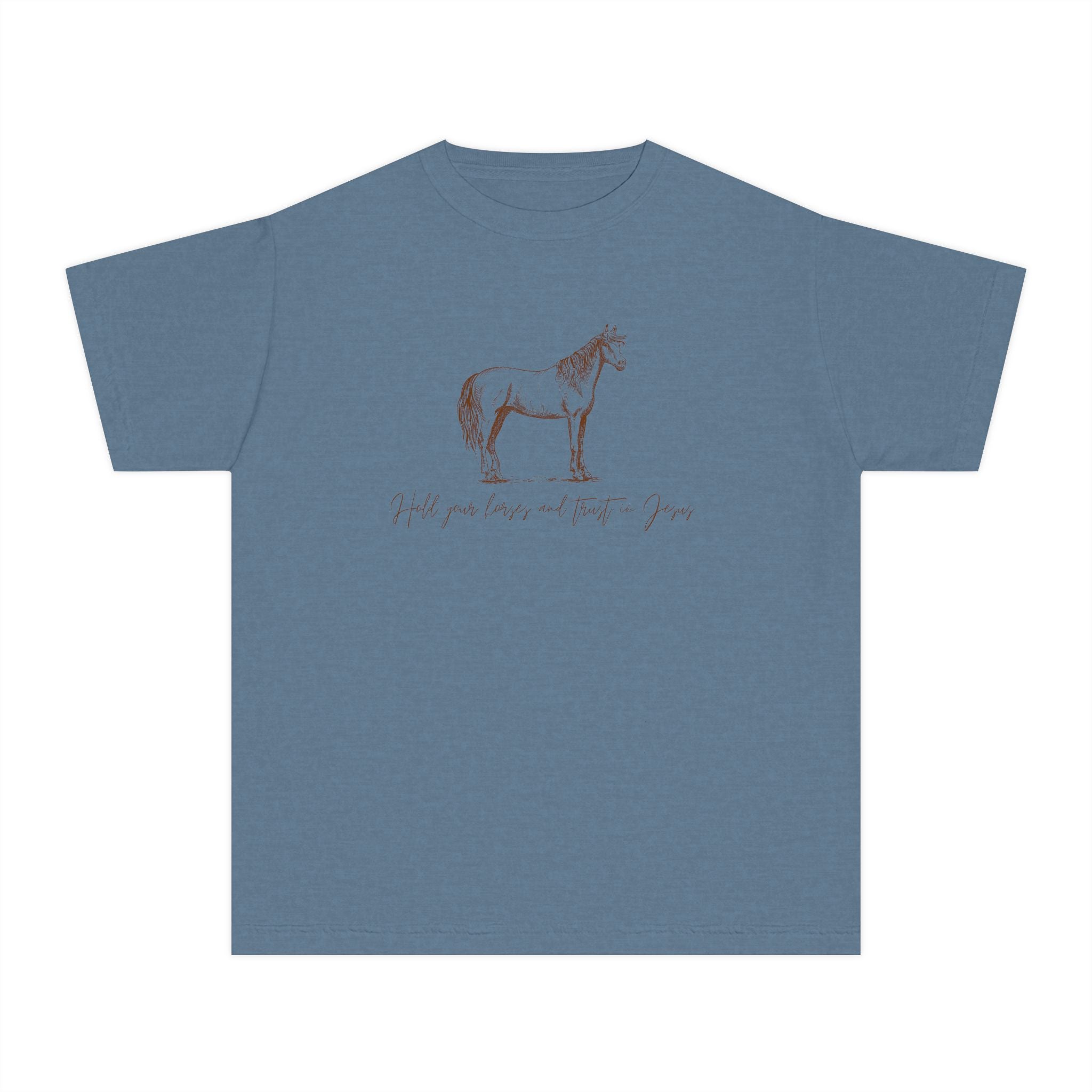 Youth Horse Sketch Tee – "Hold your horses and the pasture" Graphic T-Shirt
