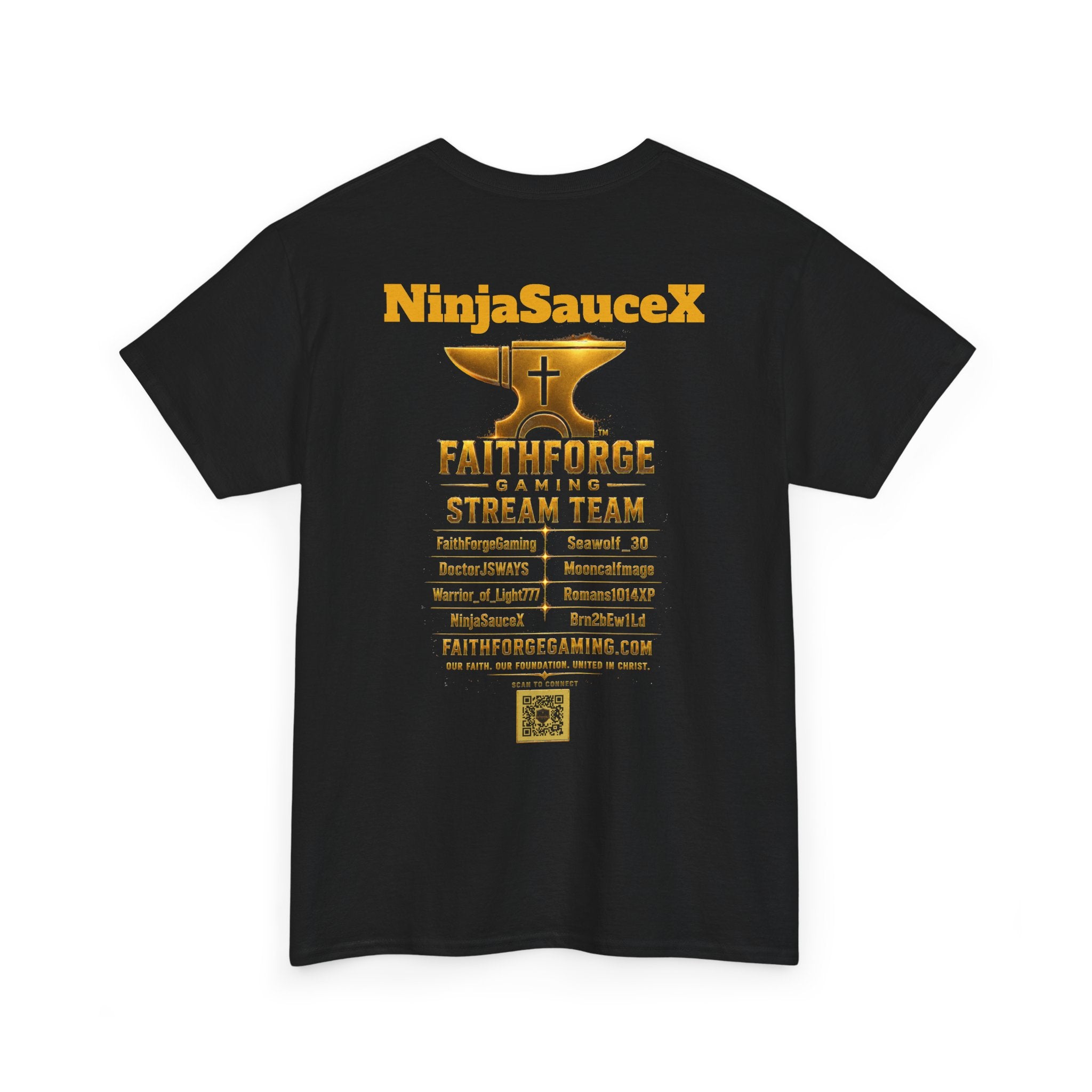 FaithForgeGaming Tee — FaithForge Stream Team Black Graphic T‑Shirt -NinjaSauceX