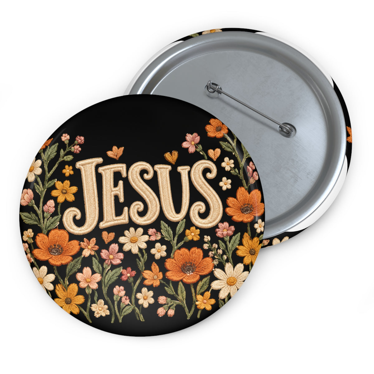 Jesus Floral Pin Button — Christian Faith Gospel Lapel Pin