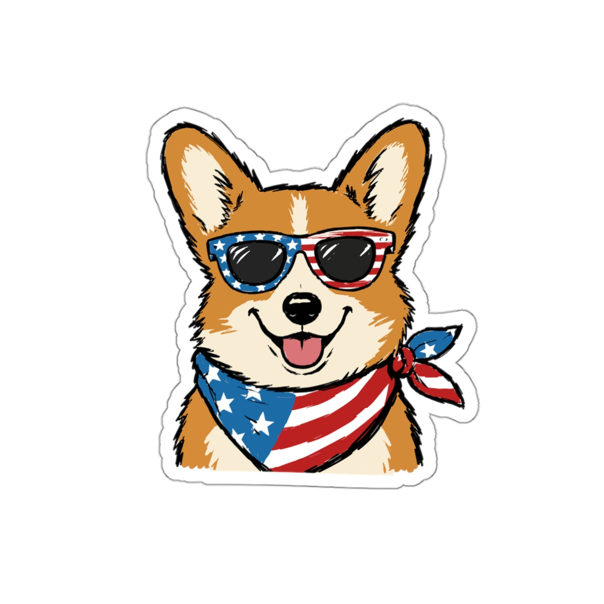 Patriotic Sticker Pack — Cool Corgi 4th of July Red White Blue Die-Cut Stickers
